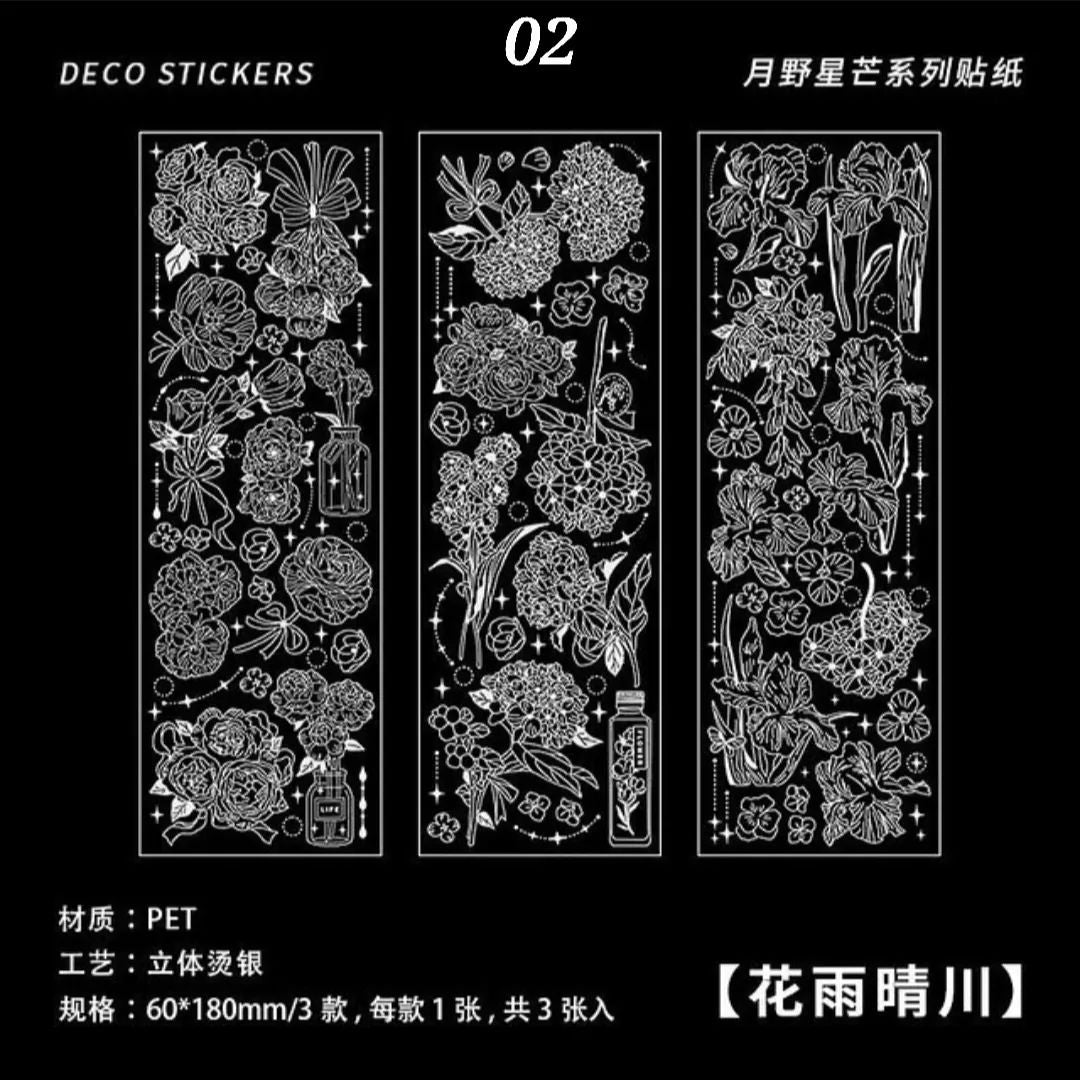 Floral Golden / Silver PET stickers