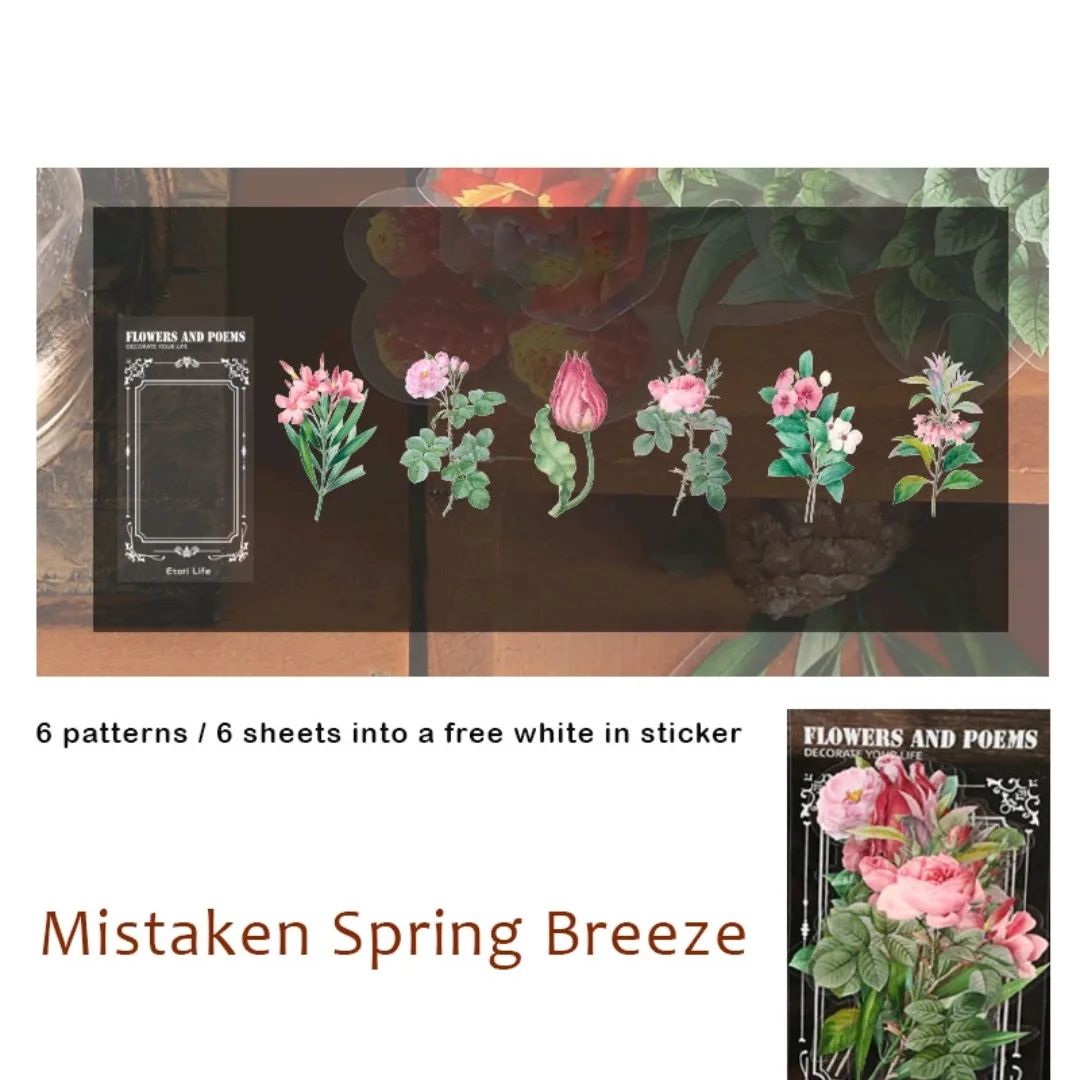 Flowers and Poems Series PET Stickers