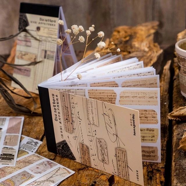 Old letter Booklet Stickers 20sheets (1 sheet contains 9 to 10 stickers) size 80*130mm