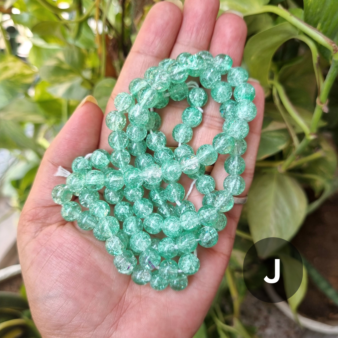 Crackle Glass Beads (Size - 8mm)