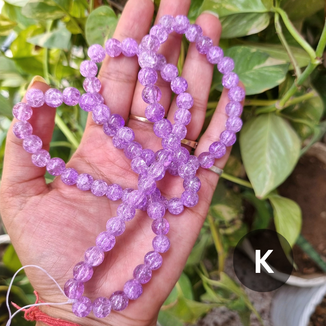 Crackle Glass Beads (Size - 8mm)