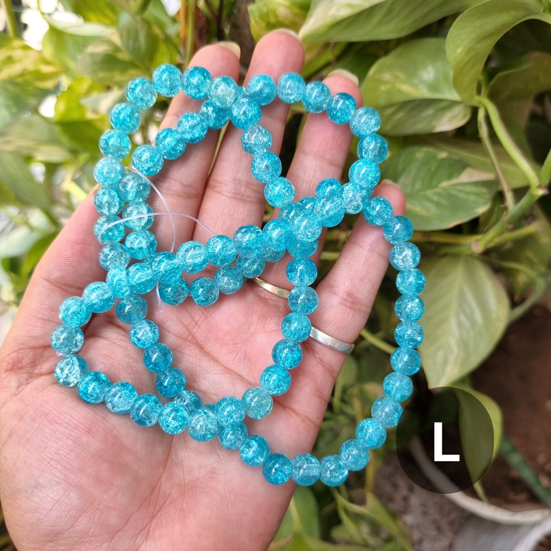 Crackle Glass Beads (Size - 8mm)