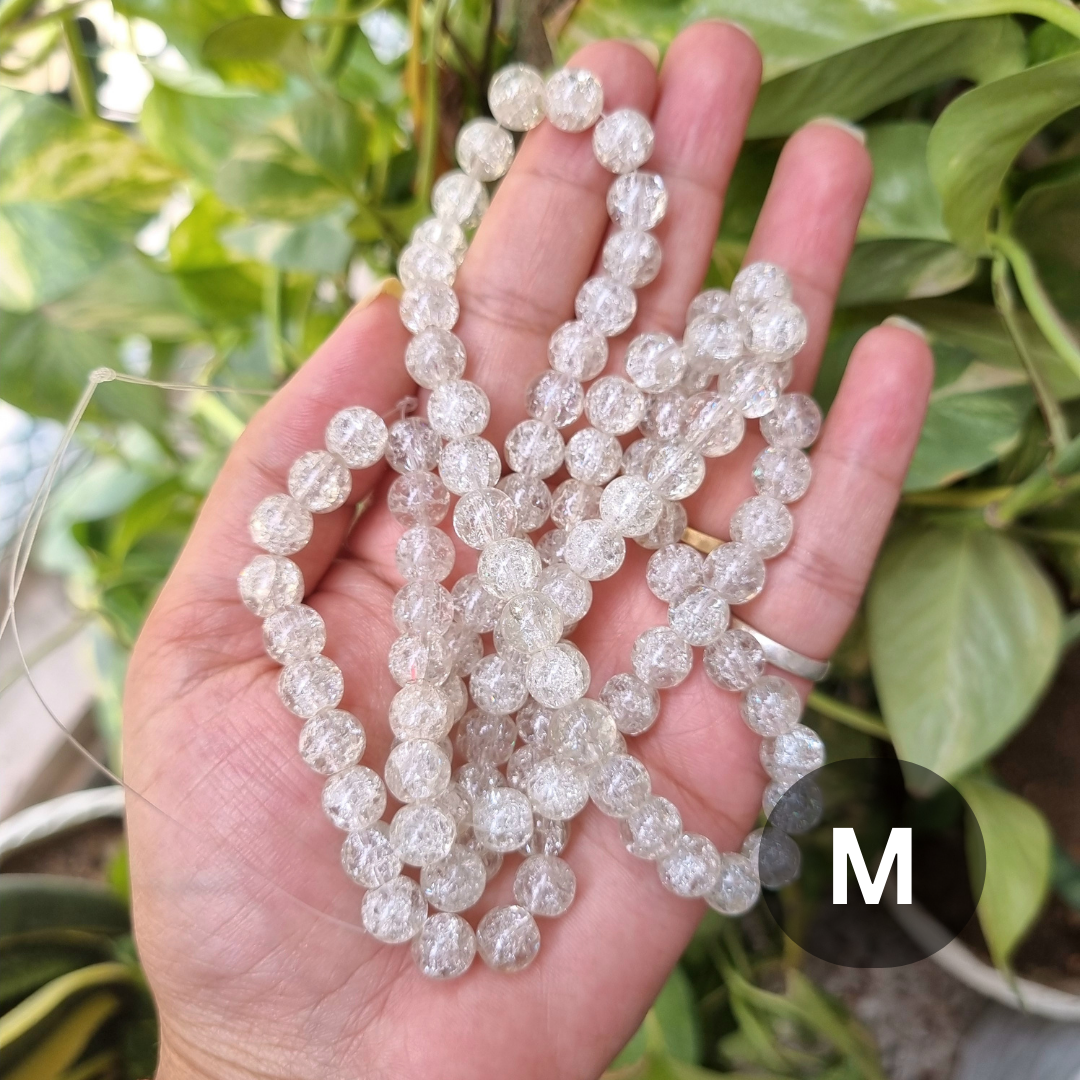 Crackle Glass Beads (Size - 8mm)