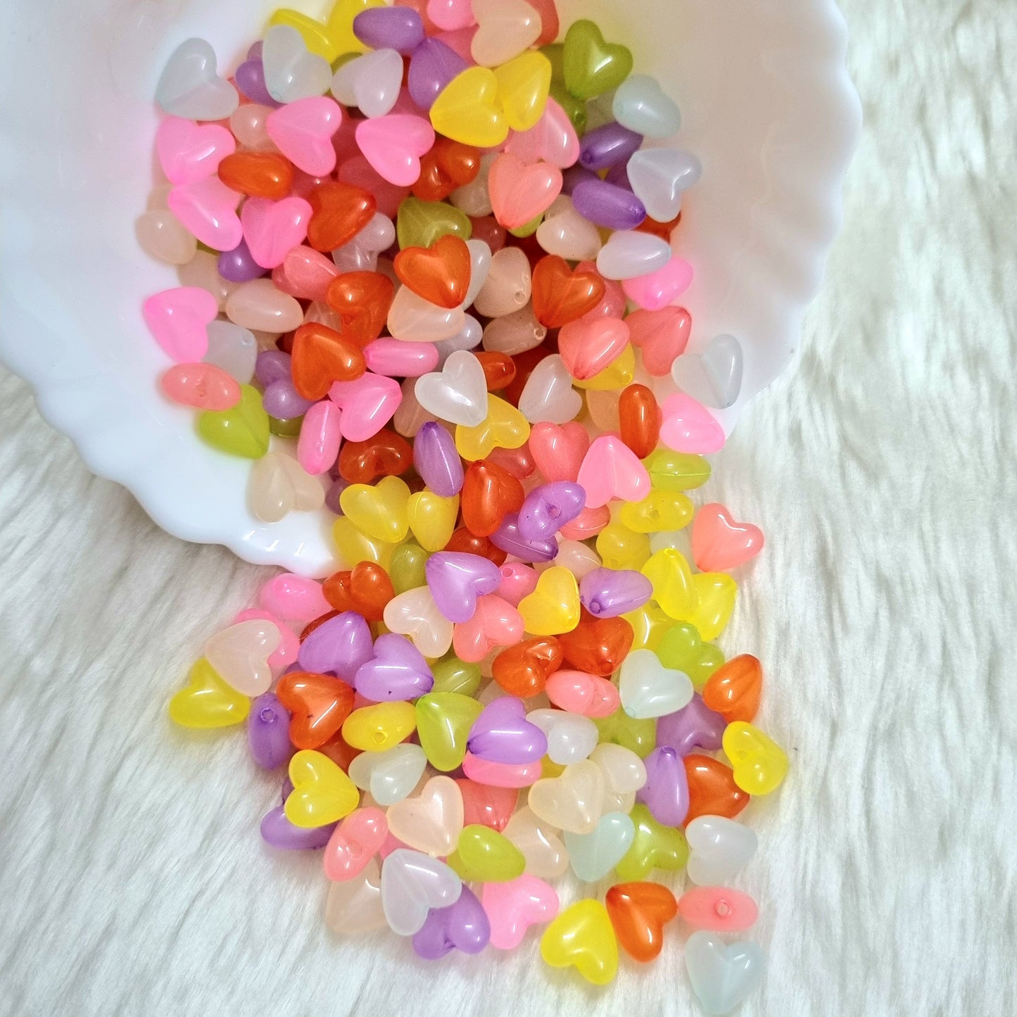 Acrylic Colourful Heart Beads