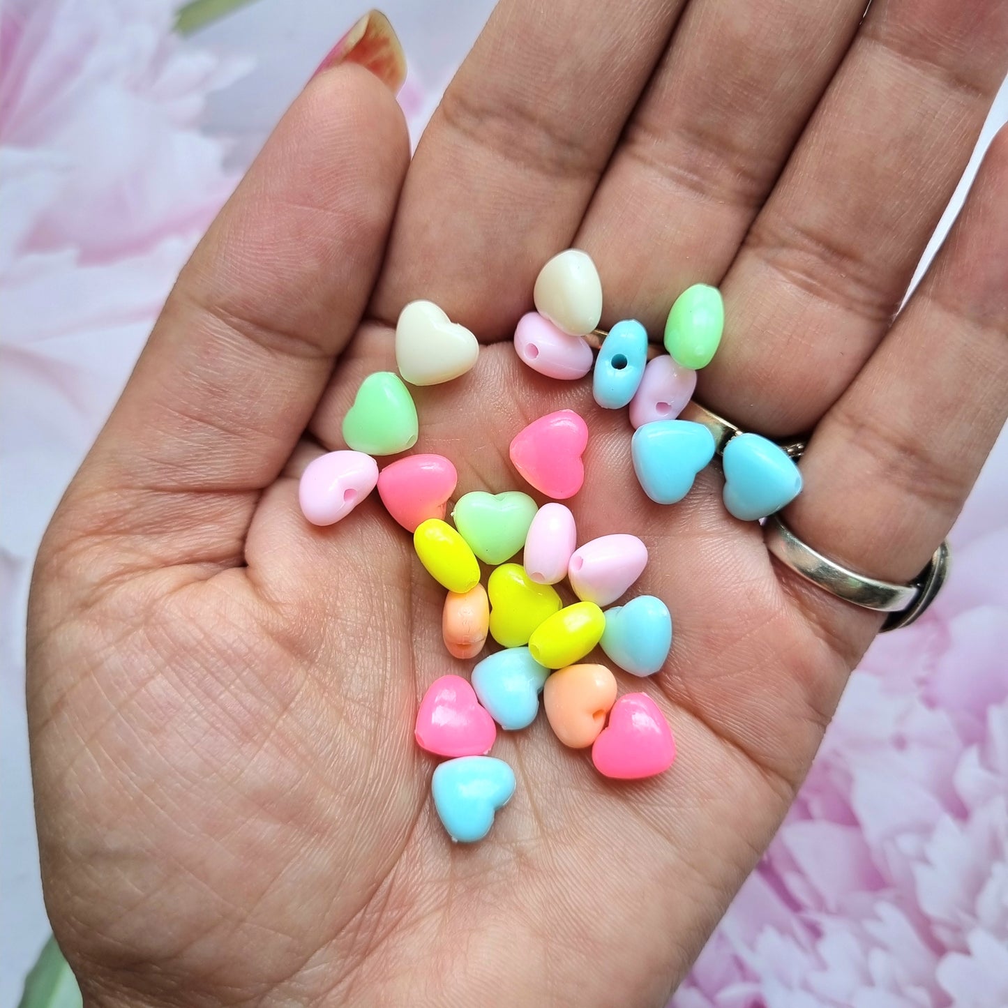 Acrylic Pastel Mini Heart Beads