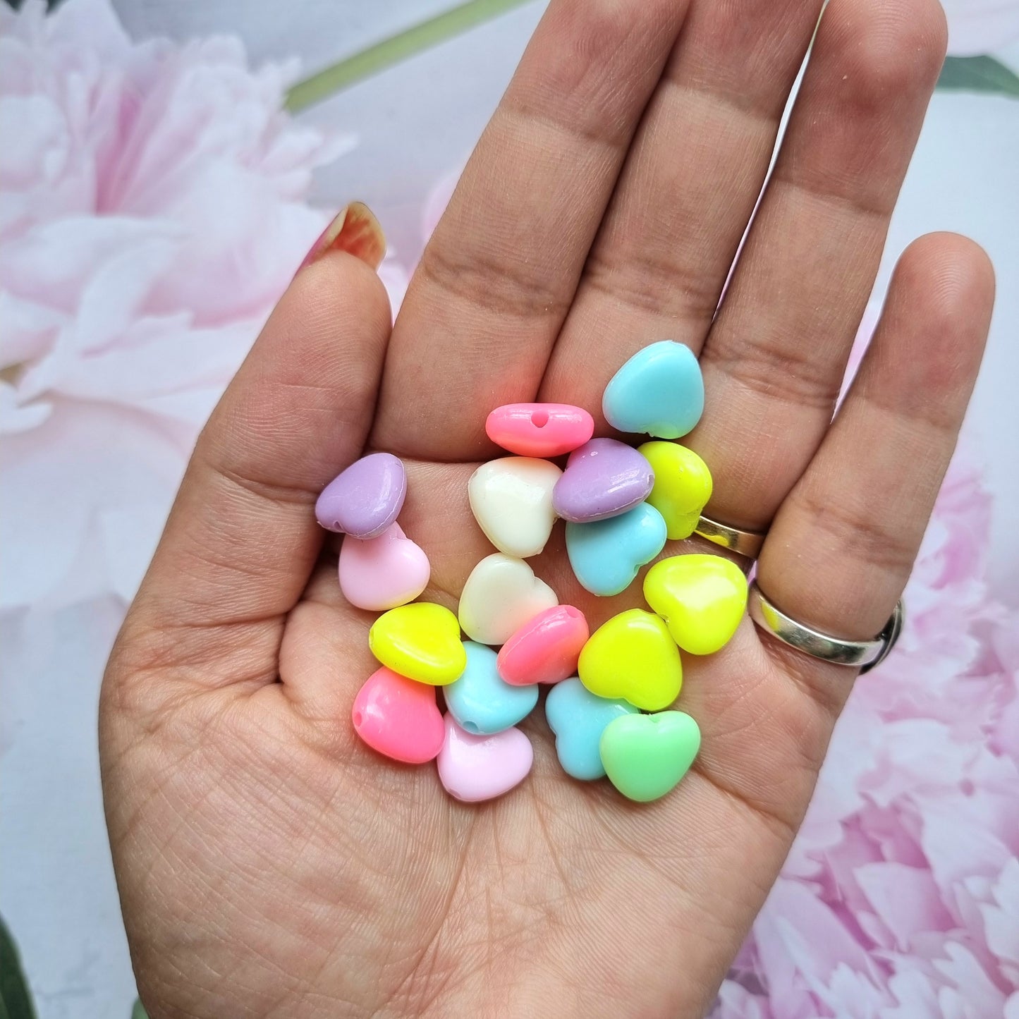 Acrylic Pastel Heart Beads