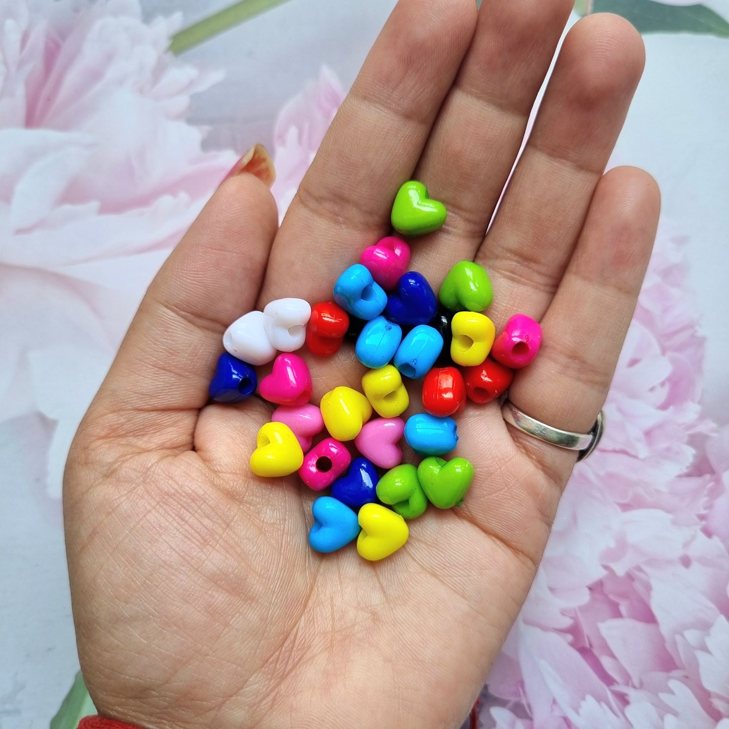 Acrylic Colourful Heart Beads