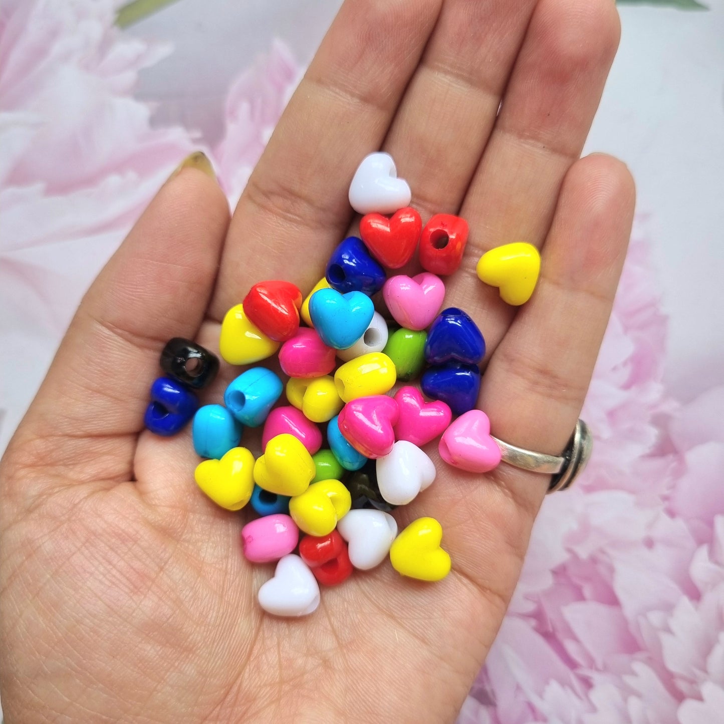 Acrylic Colourful Heart Beads