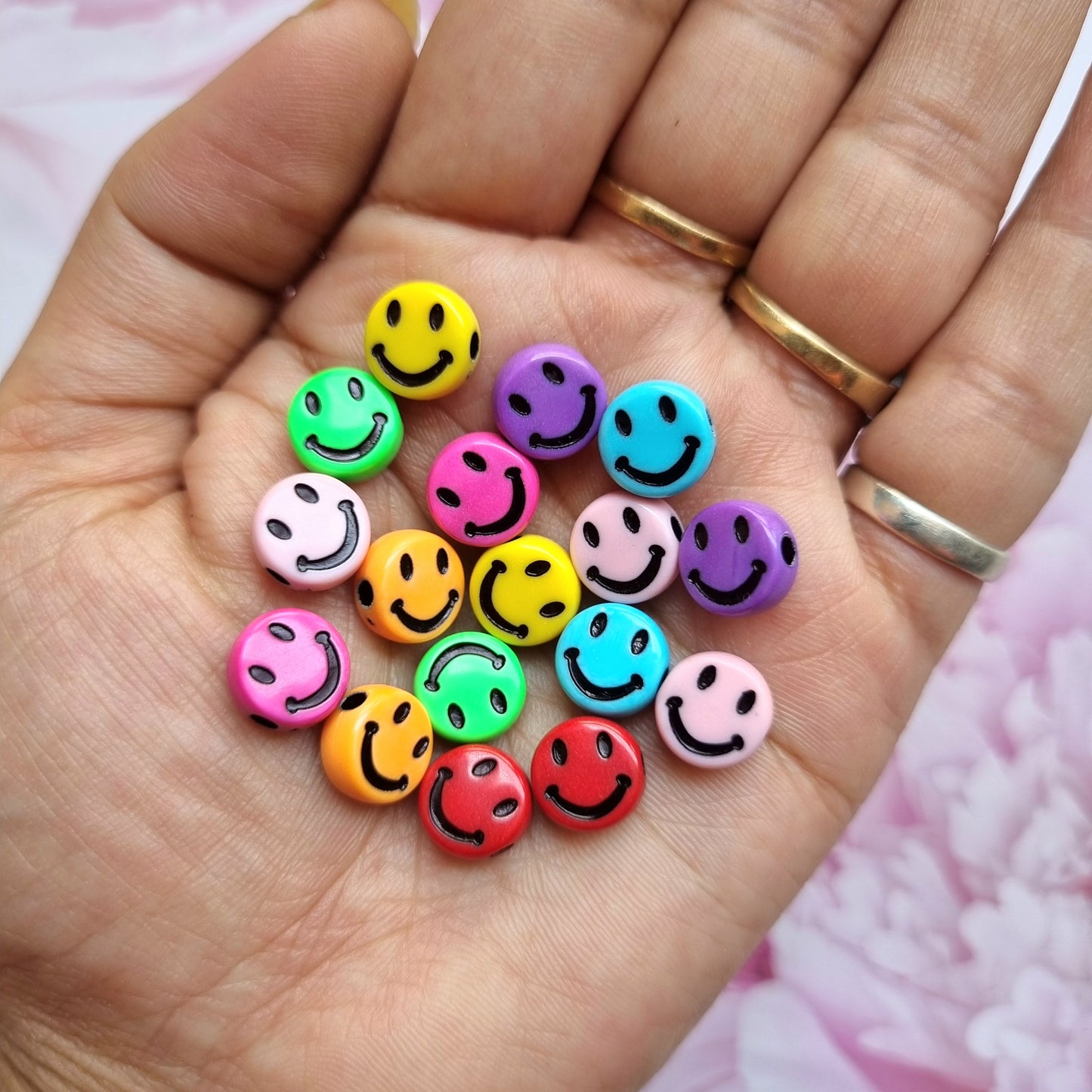 Acrylic Colourful Smiley Beads