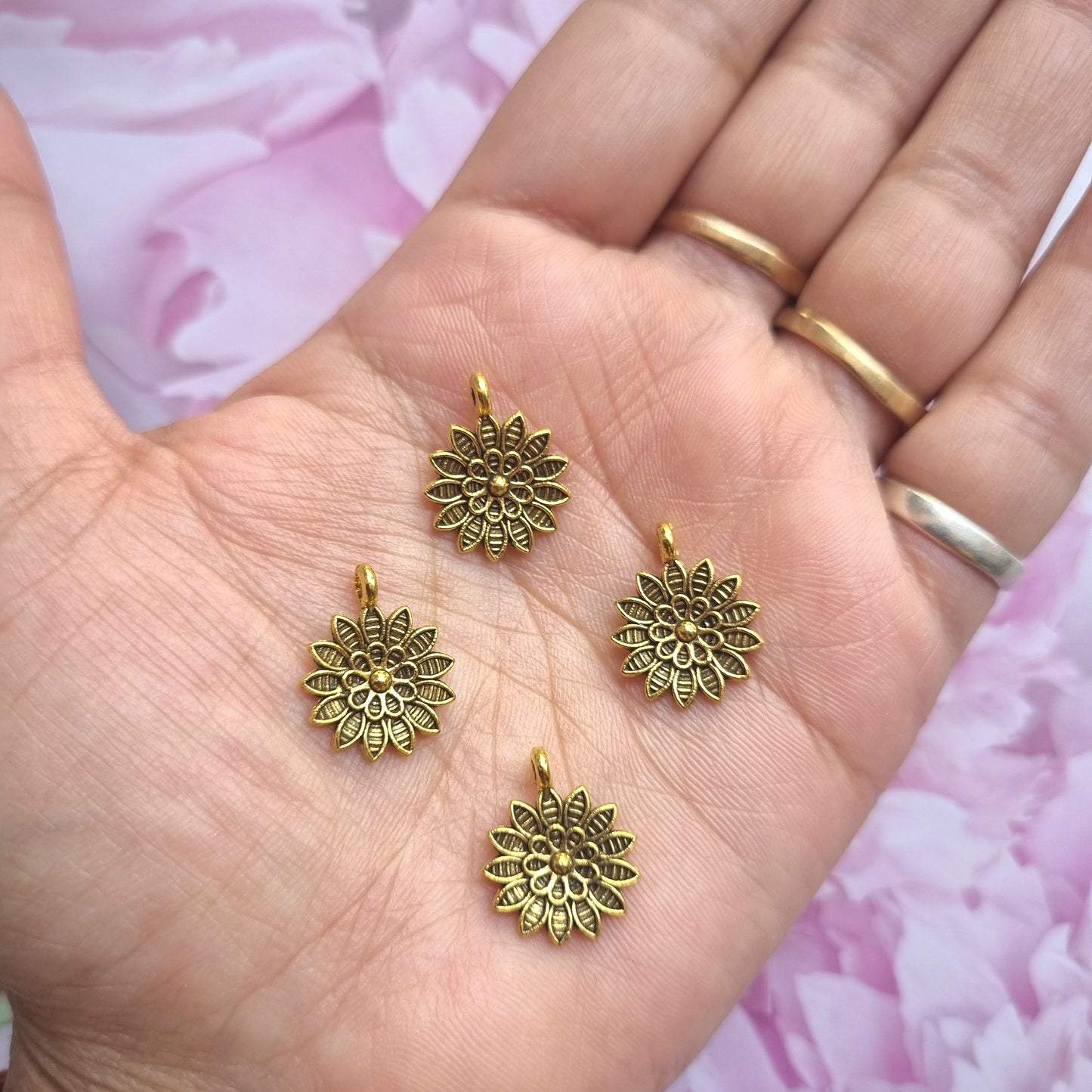 Golden Metal Charms - Flower