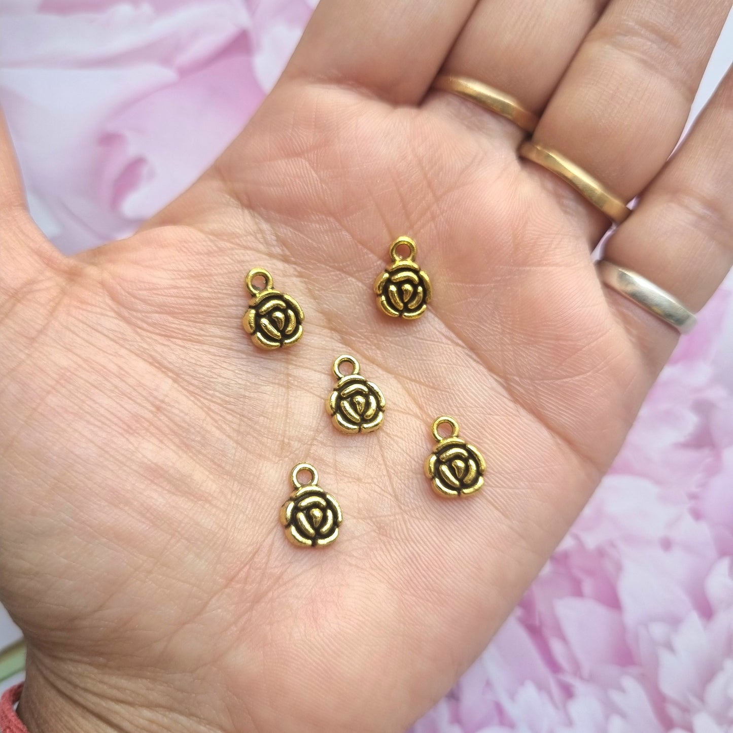 Golden Metal Charms - Tiny Flower