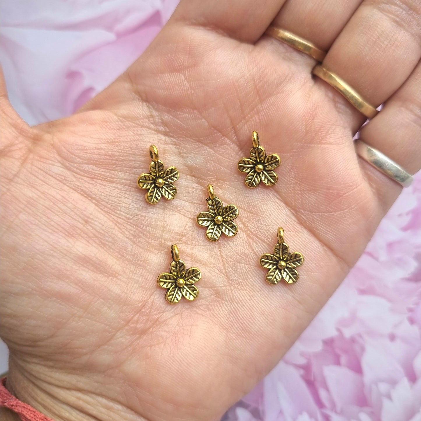 Golden Metal Charms - Flower