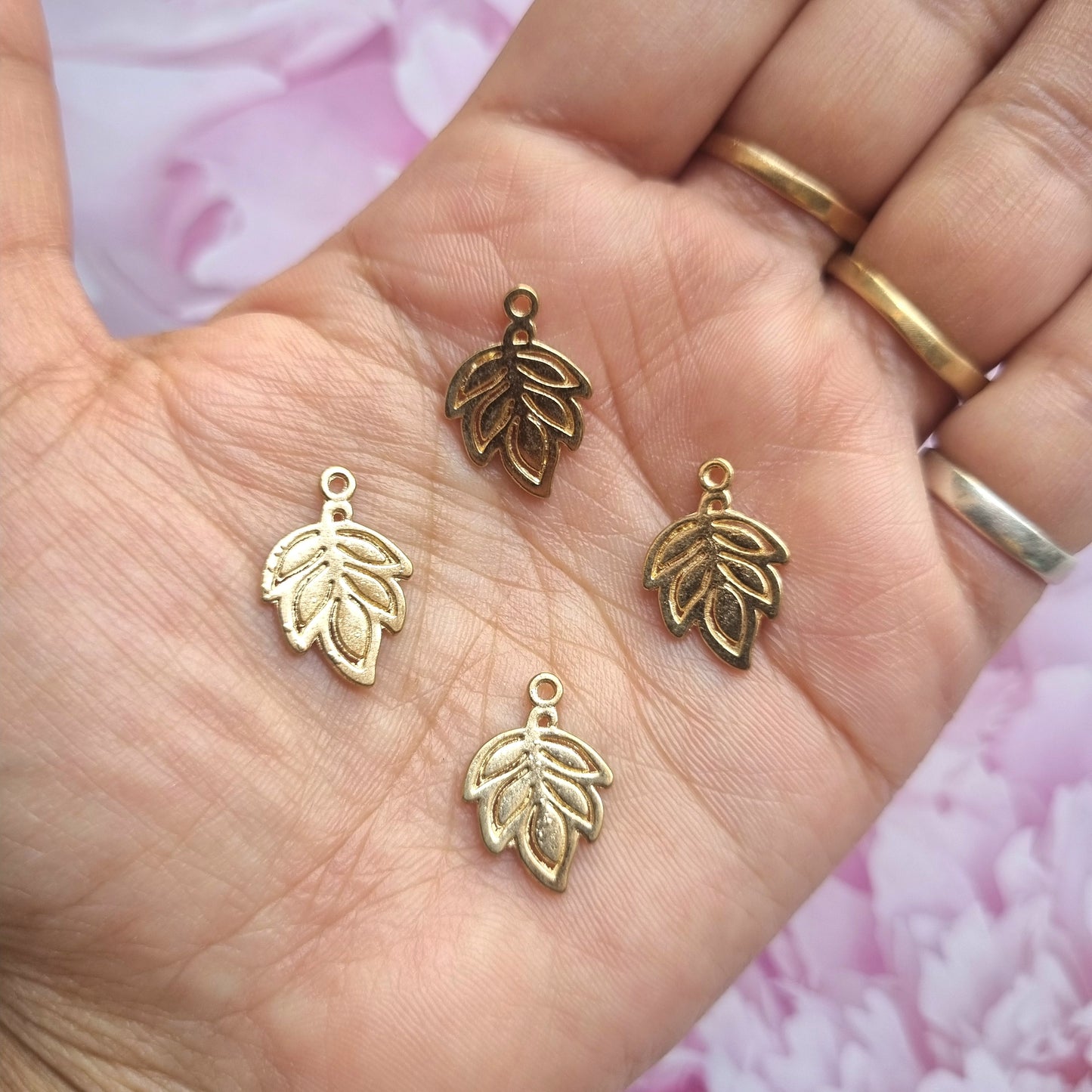 Golden Metal Charms - Leaf