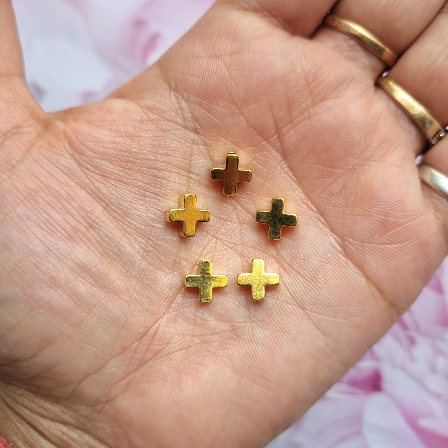 Golden Metal Charms - Plus Sign