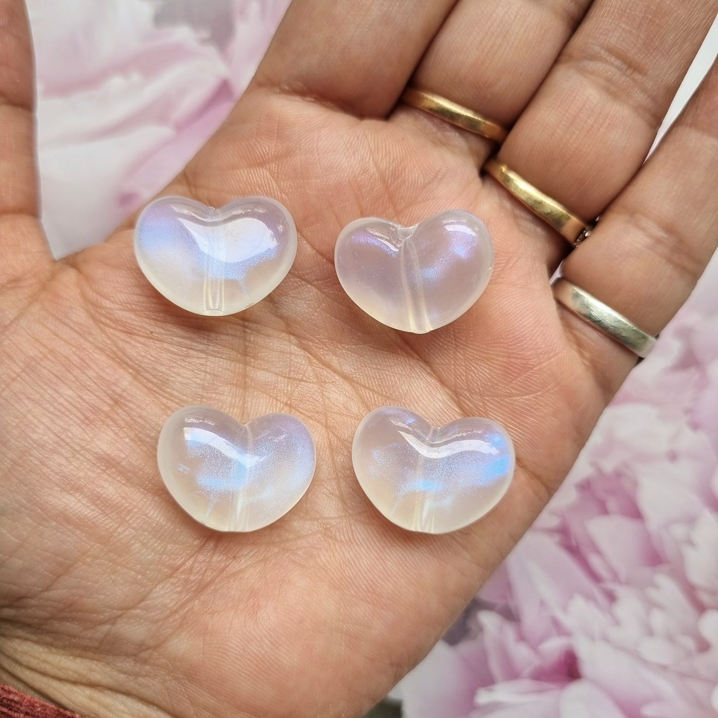 Acrylic Glitter Heart Beads