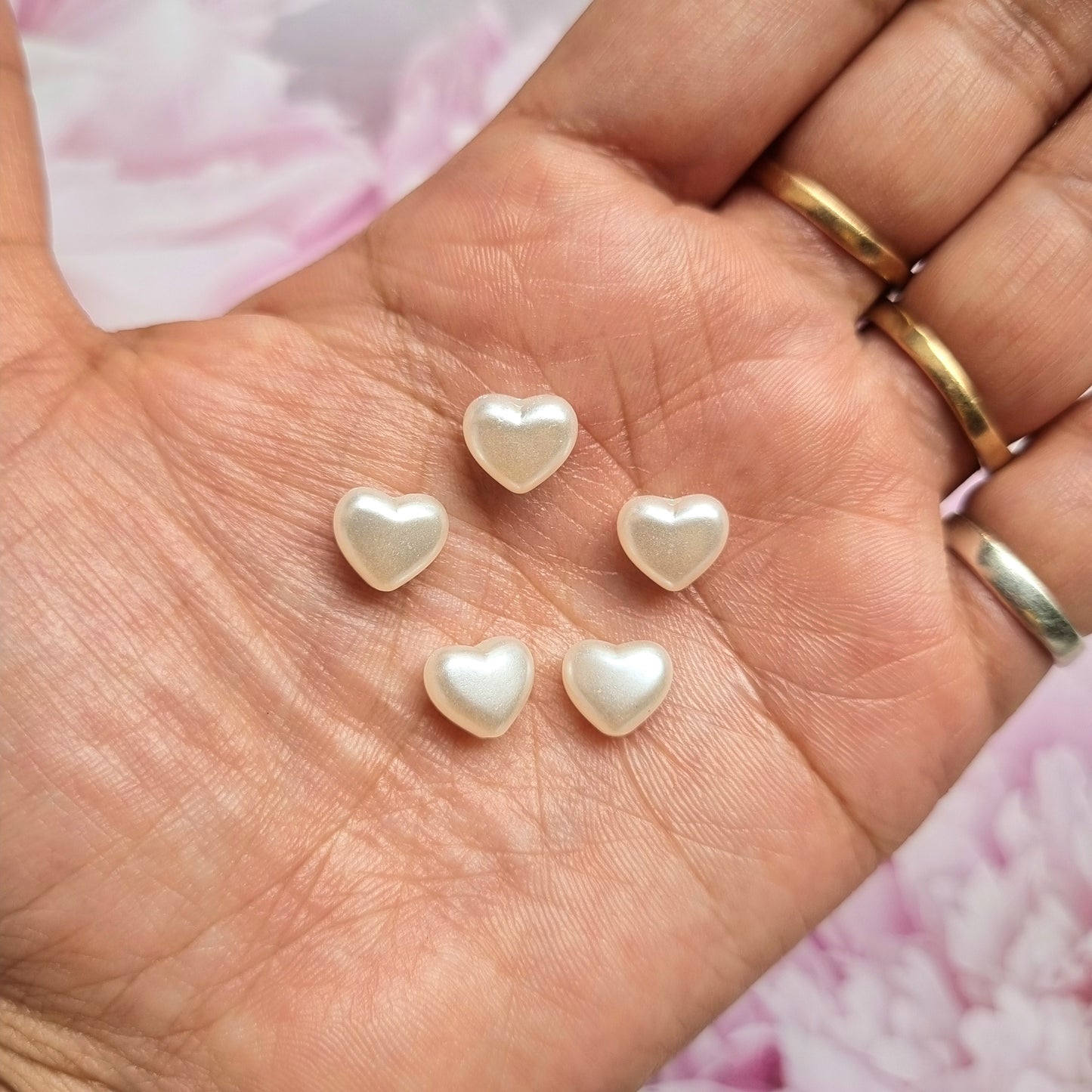 Acrylic Pearl Heart Beads