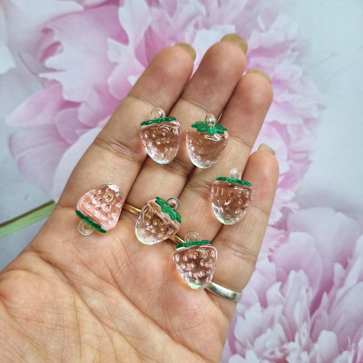 Acrylic Pink Strawberry Charms
