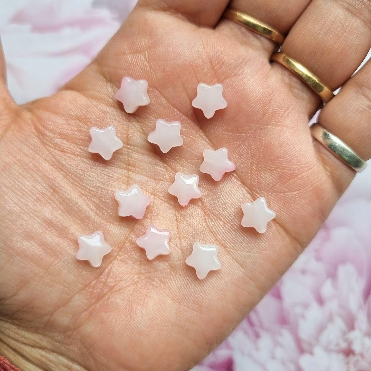 Glass Beads - Star (Pearl Pink)