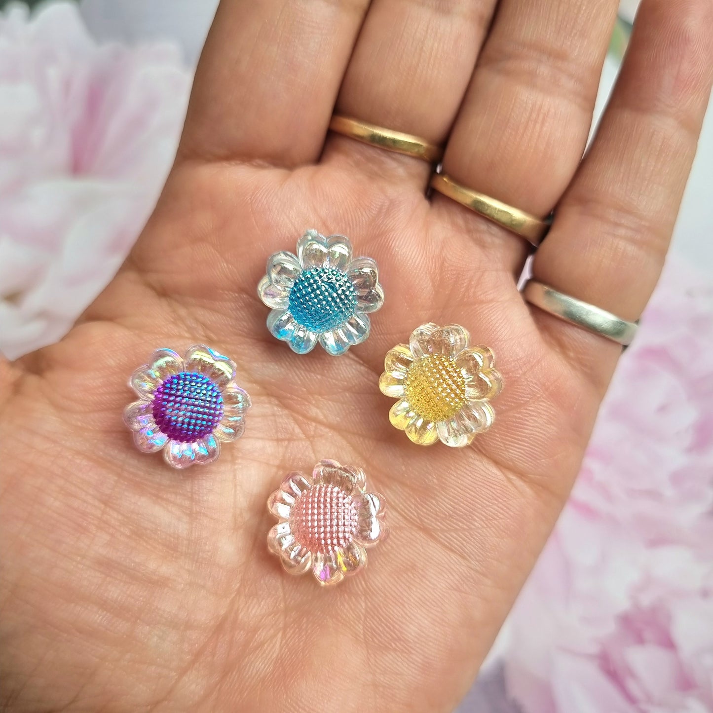 Acrylic Rainbow Shine Premium Flower Beads