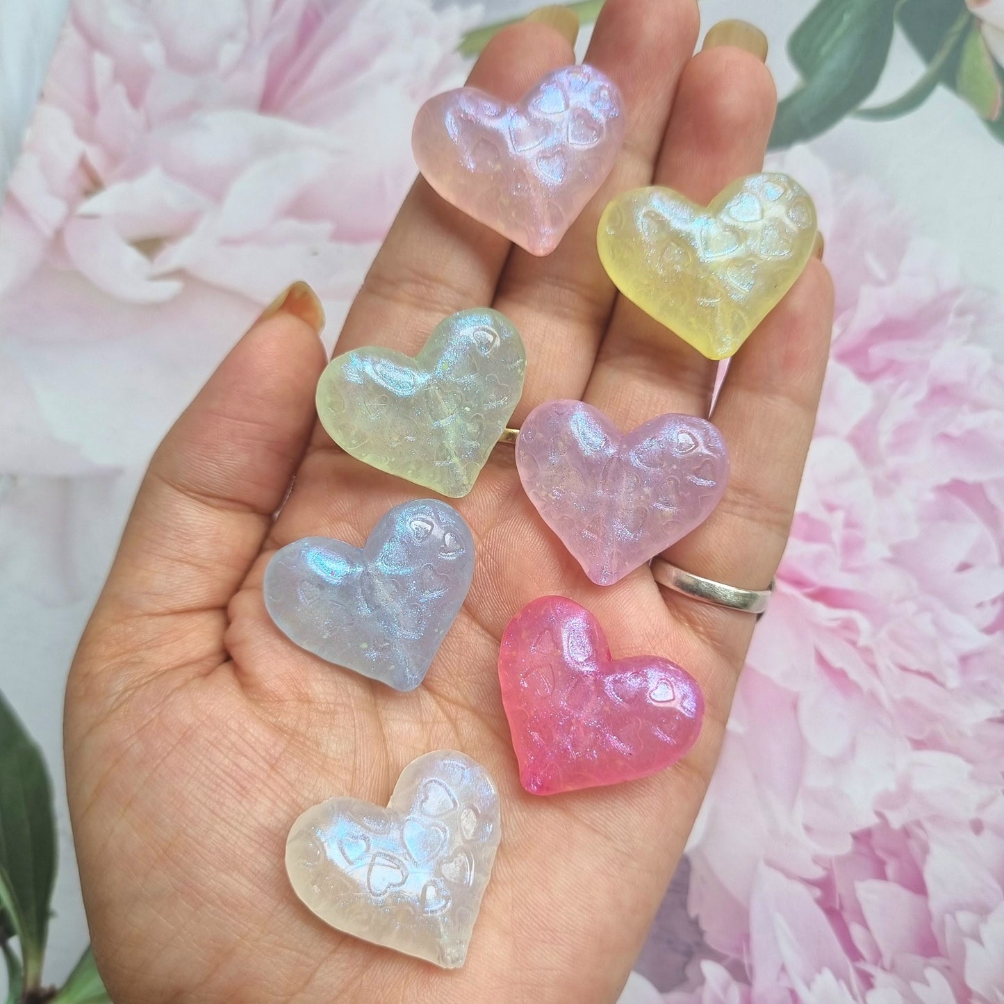 Luminous Acrylic Glitter Heart Beads