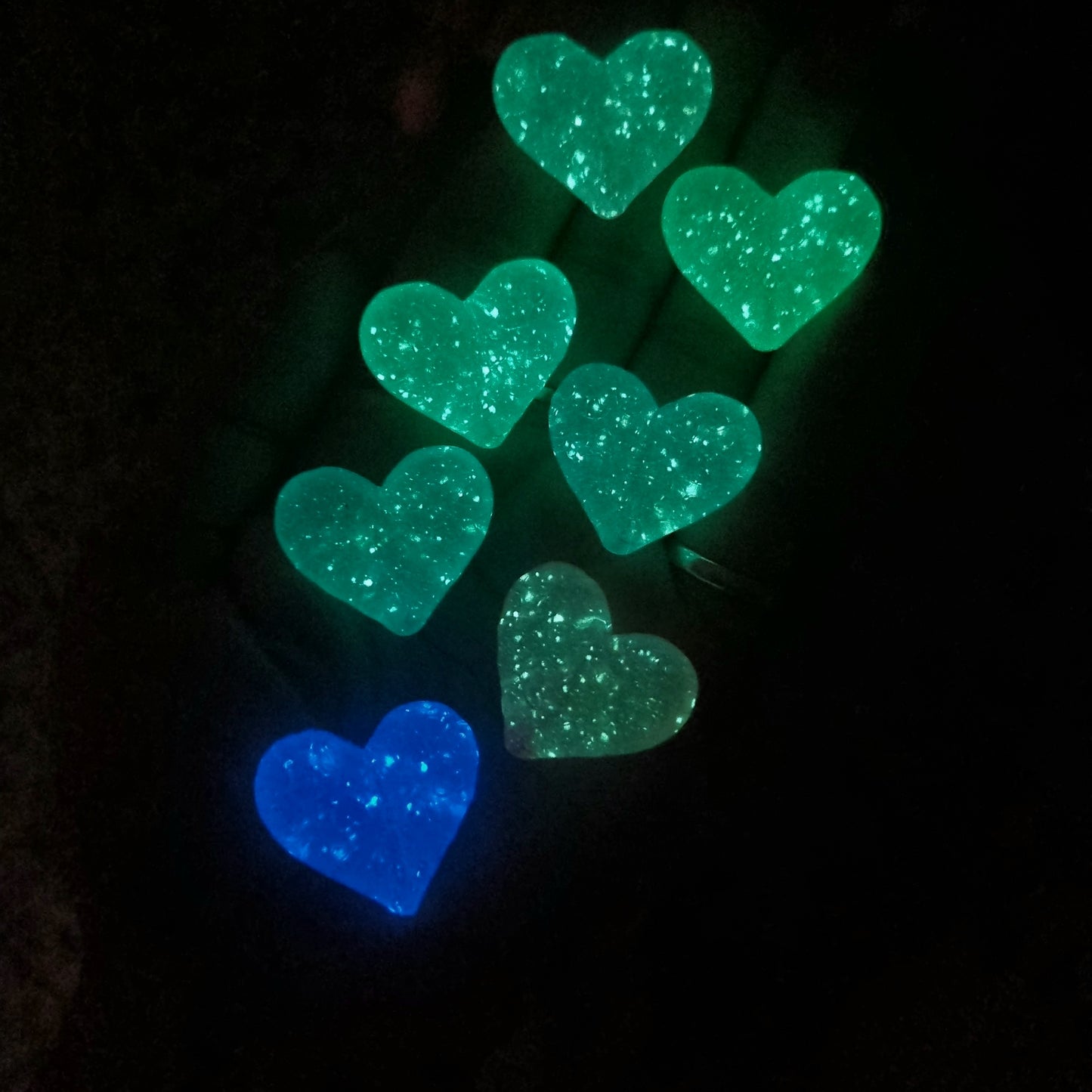 Luminous Acrylic Glitter Heart Beads