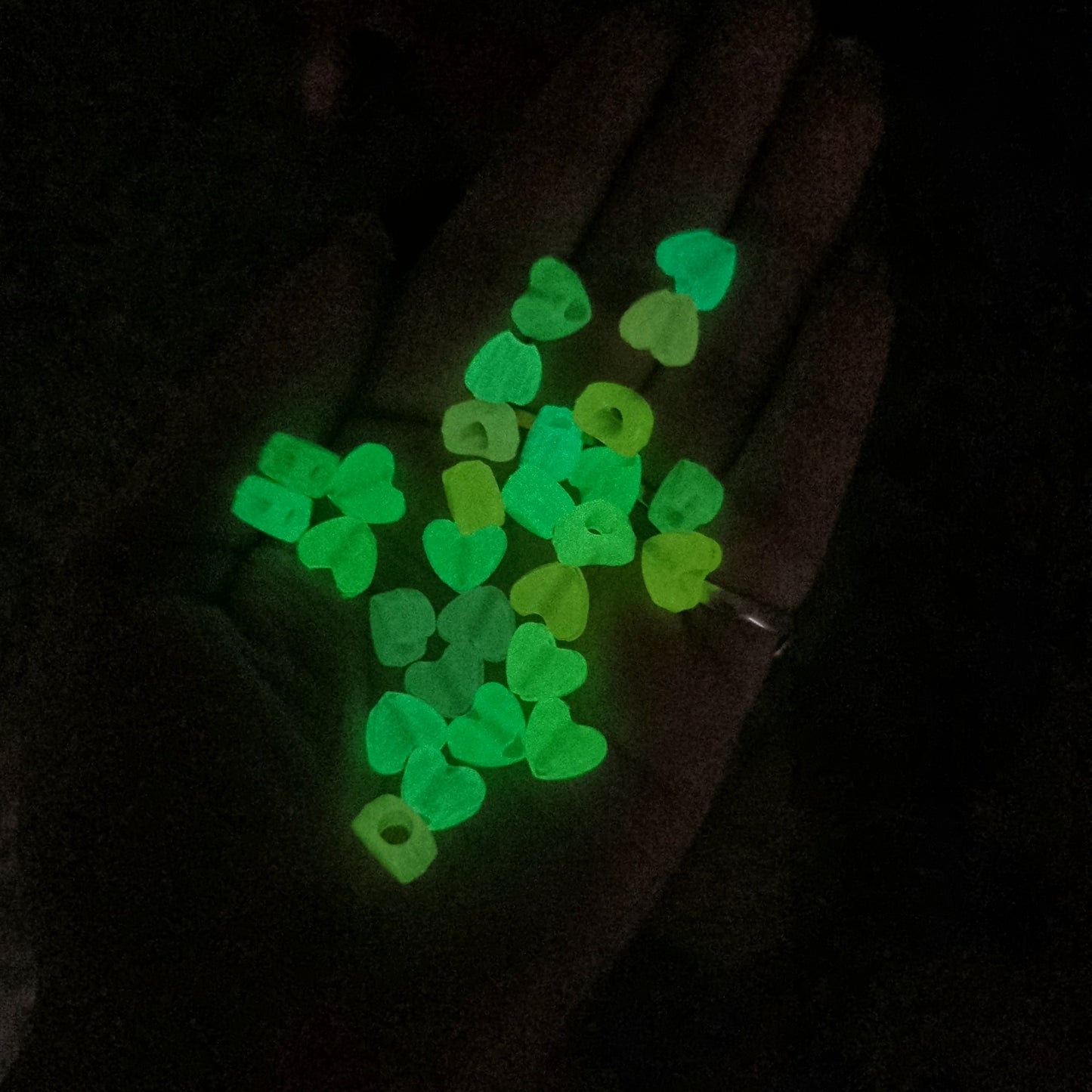 Luminous Acrylic Glitter Heart Beads