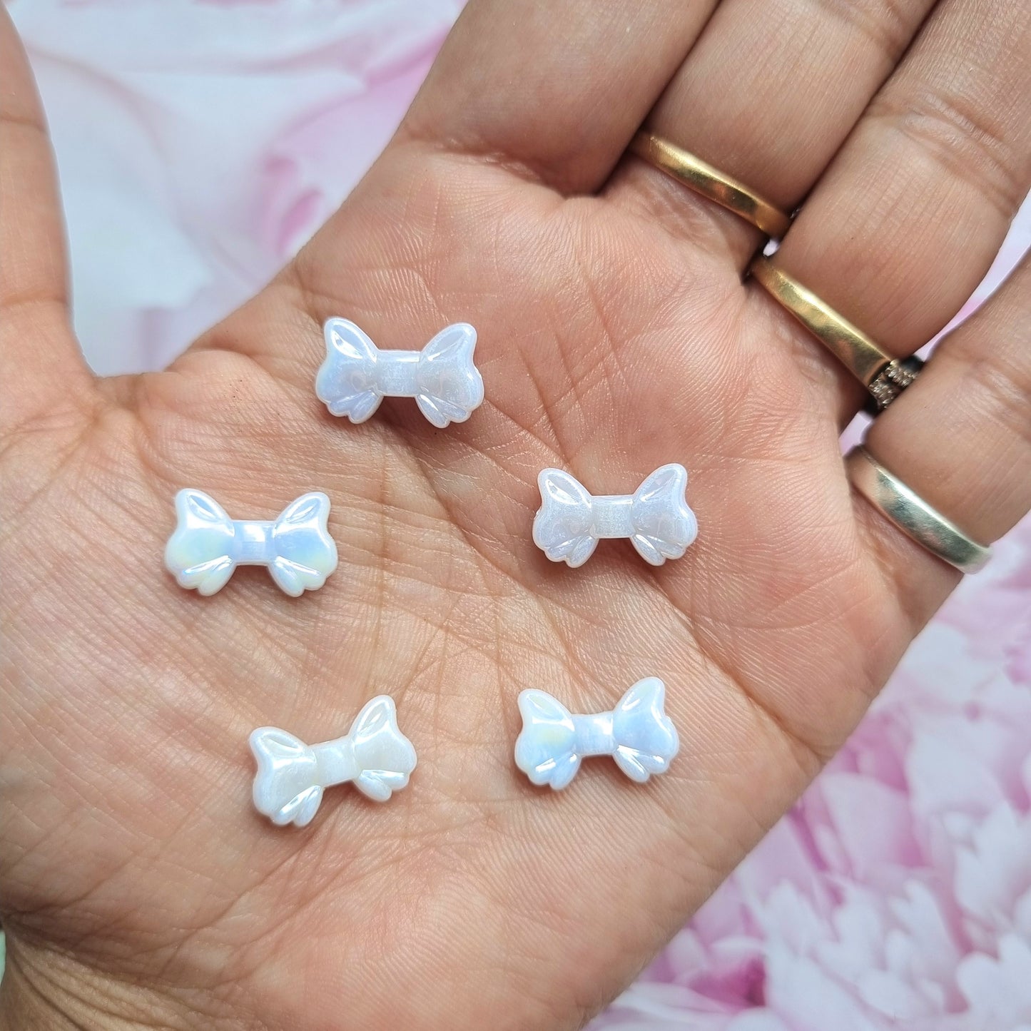 Acrylic Rainbow shine White Bow Beads