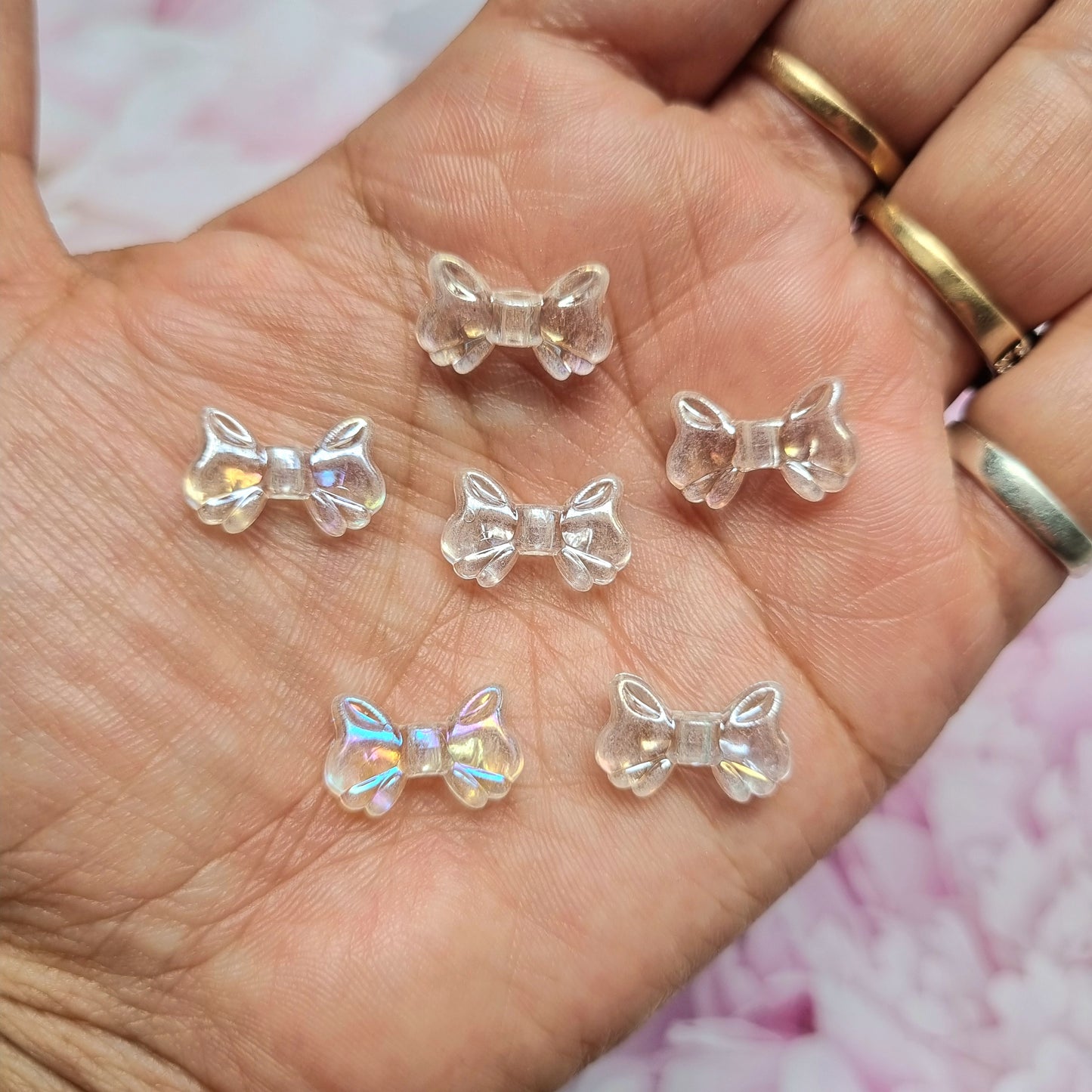 Acrylic Rainbow shine Transparent Bow Beads