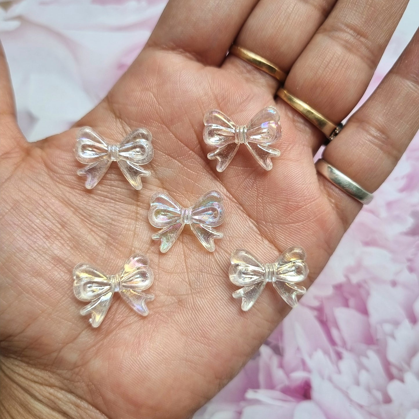 Acrylic Rainbow shine Transparent Bow Beads