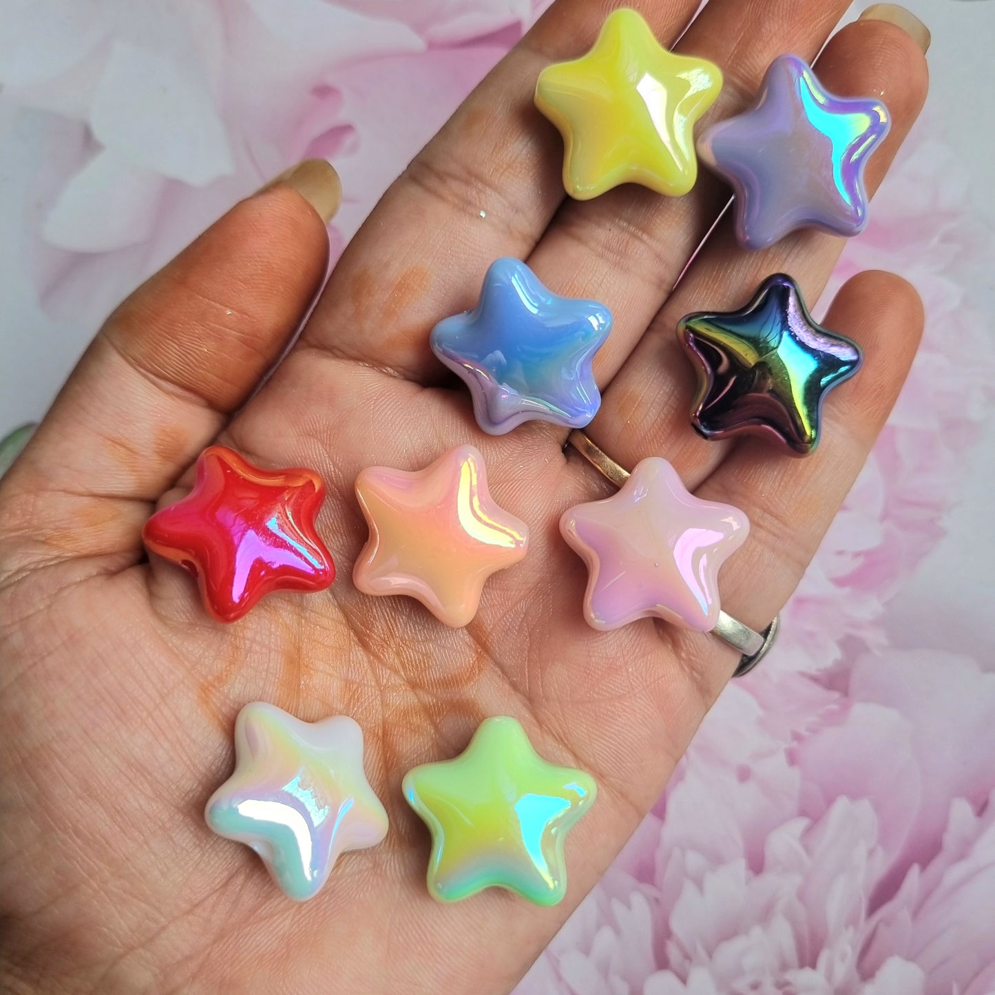 UV Plated Rainbow Iridescent Star beads