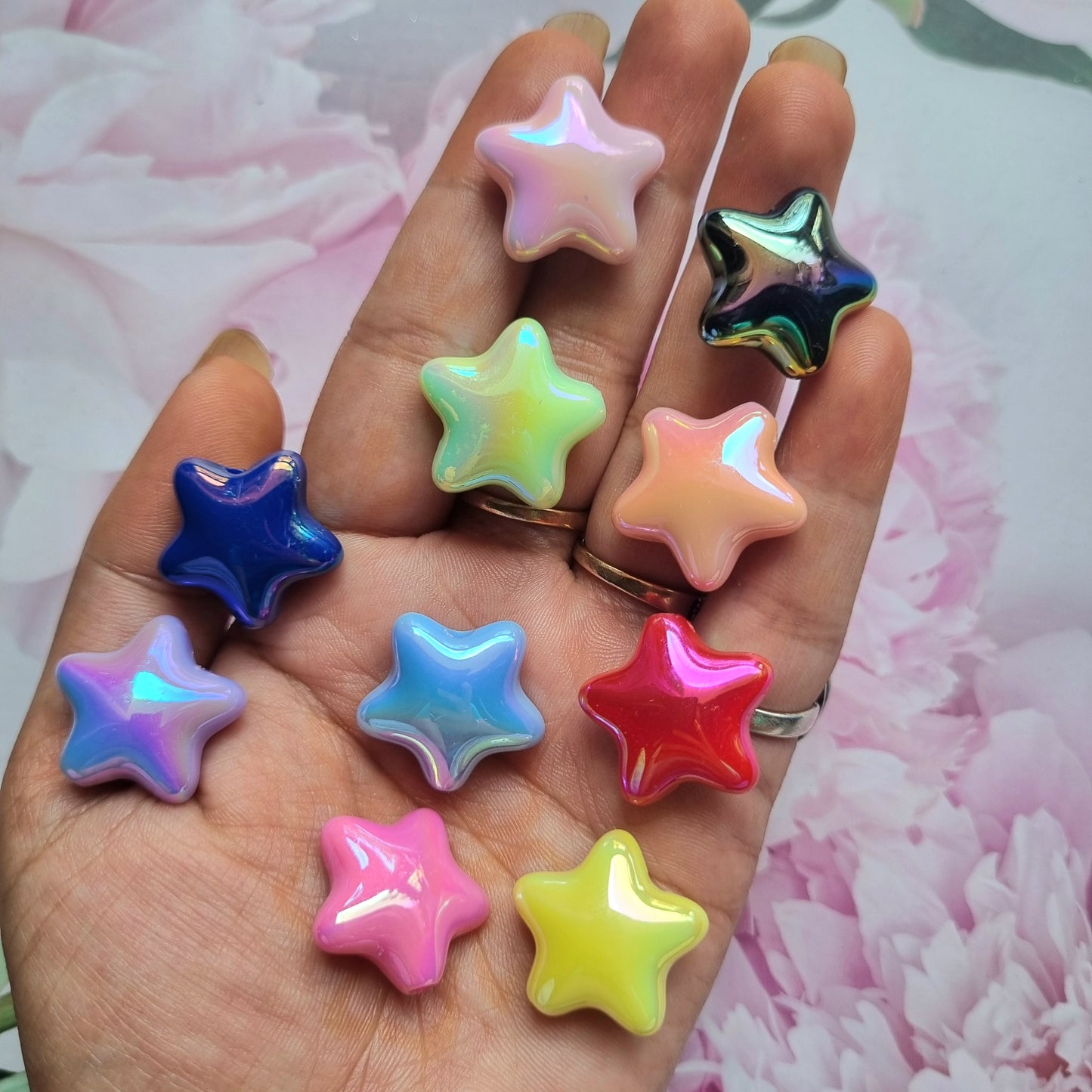 UV Plated Rainbow Iridescent Star beads