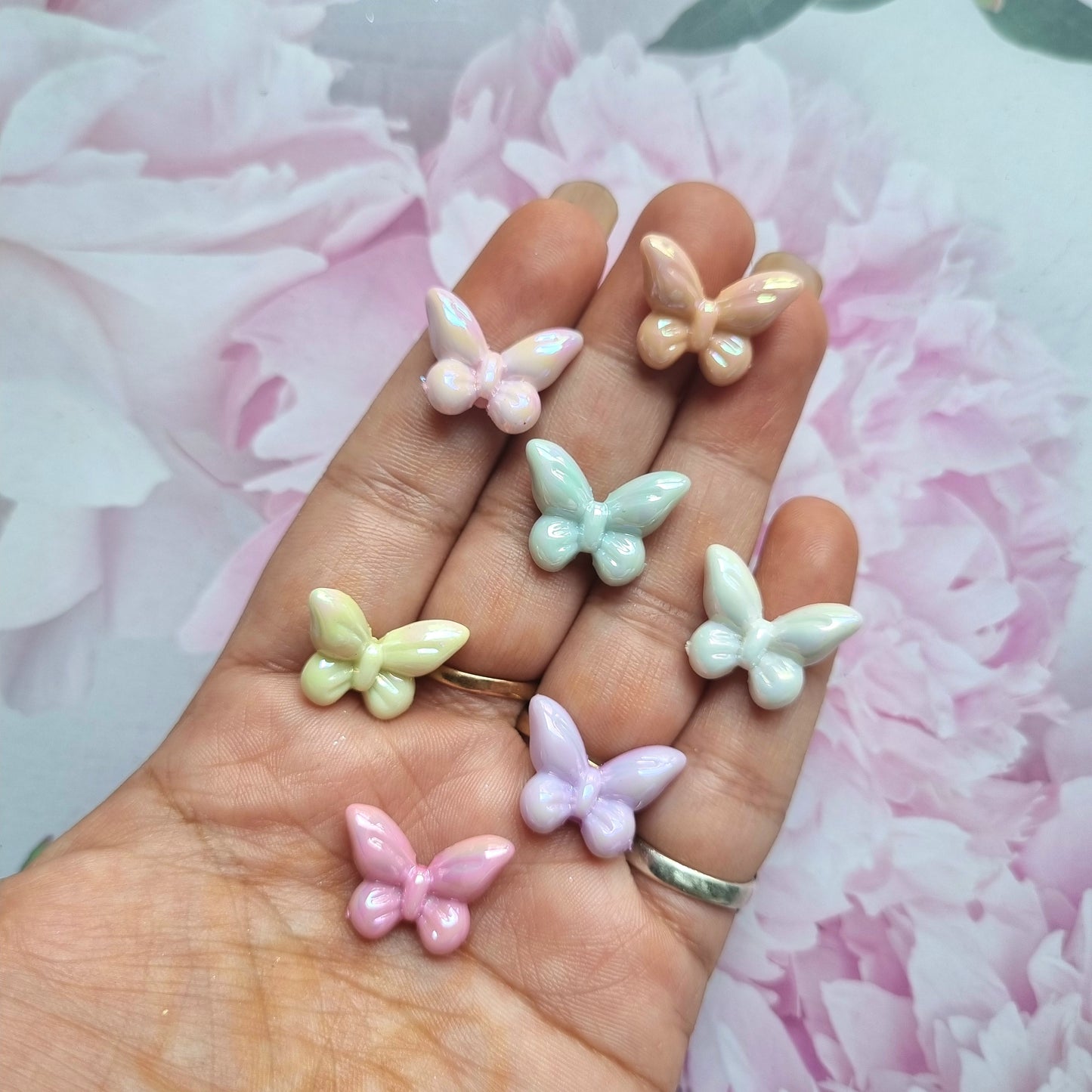 UV Plated Rainbow Shine Iridescent Butterfly Beads