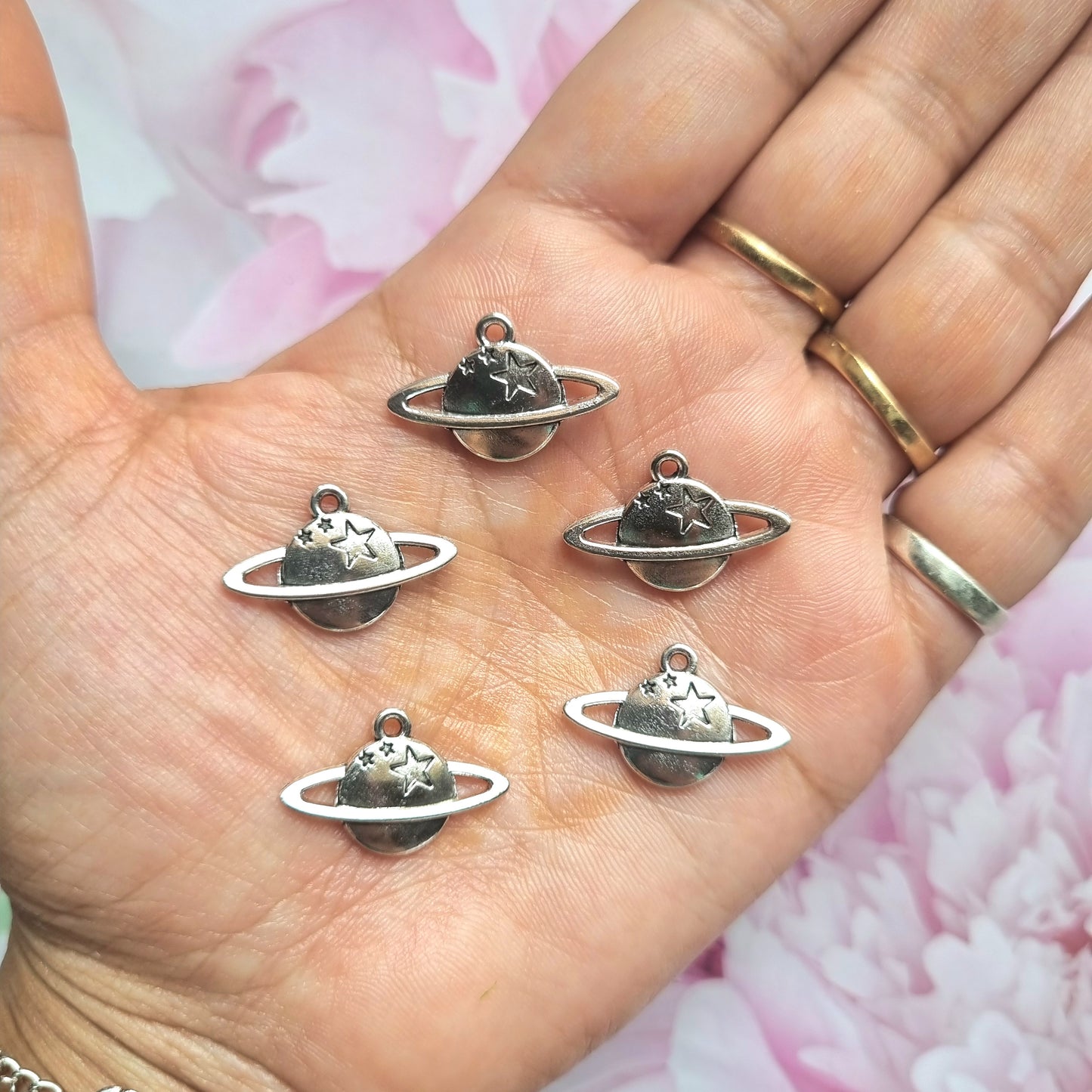 Silver Saturn Charm