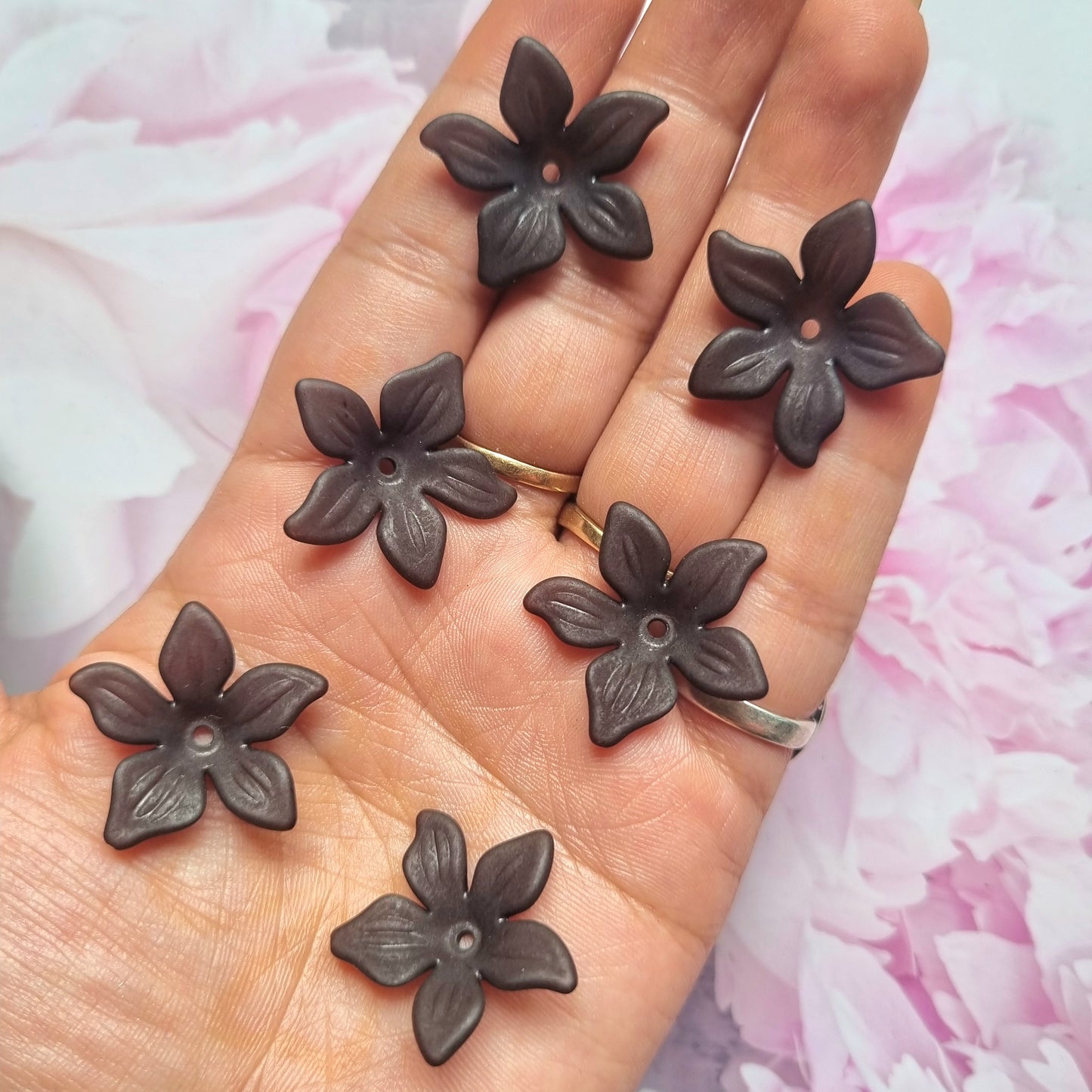 Acrylic Frosted Black Frost Flower Beads