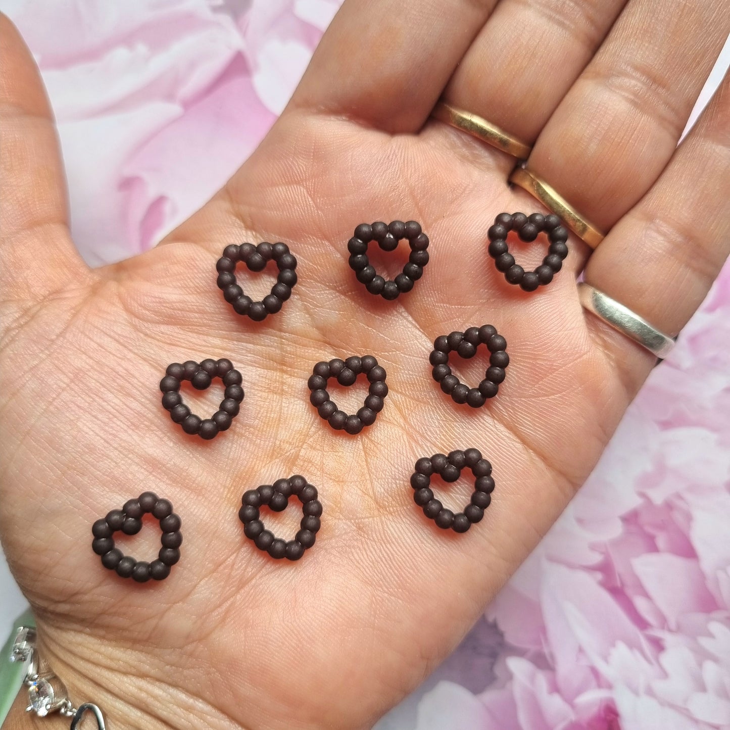 Acrylic Frosted Black Heart Ring Beads