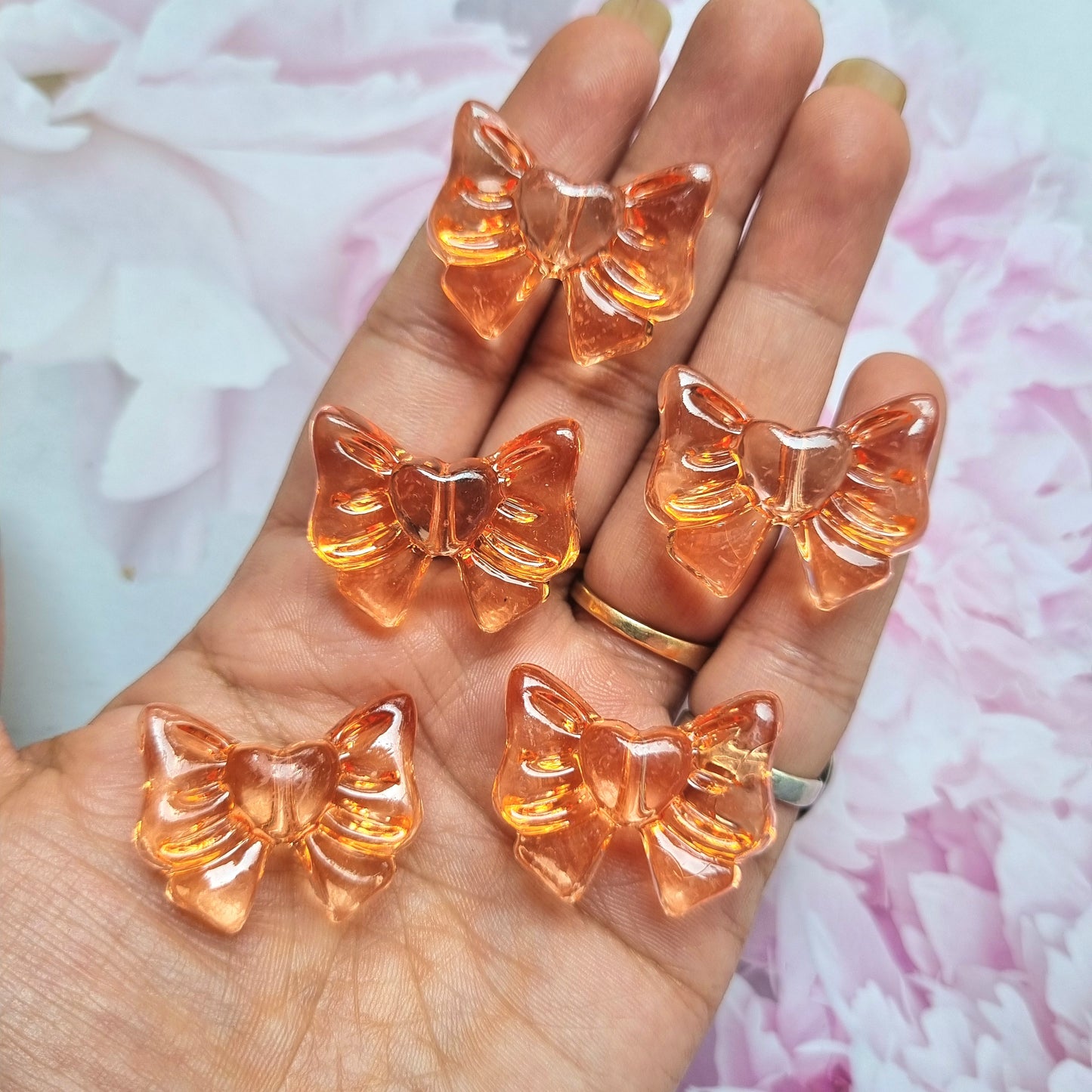 Acrylic Transparent colored Bow Beads