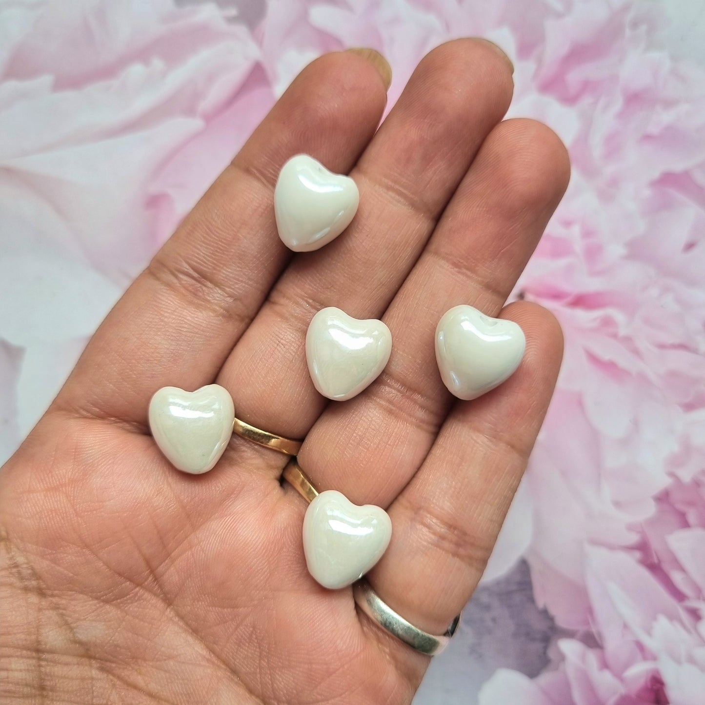 Porcelain Beads - White Plain Heart
