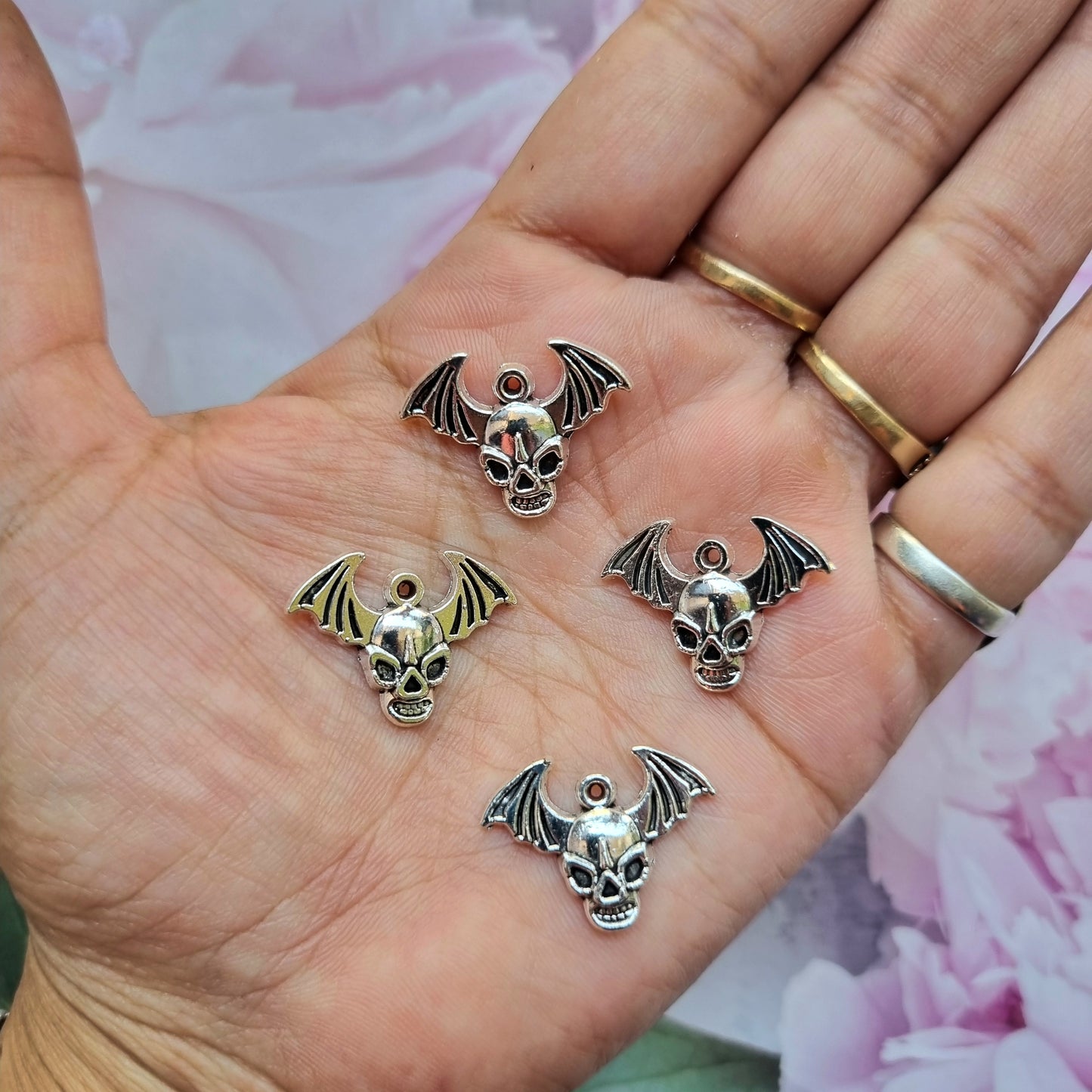 Metal Charms - Skull with Bat Wings