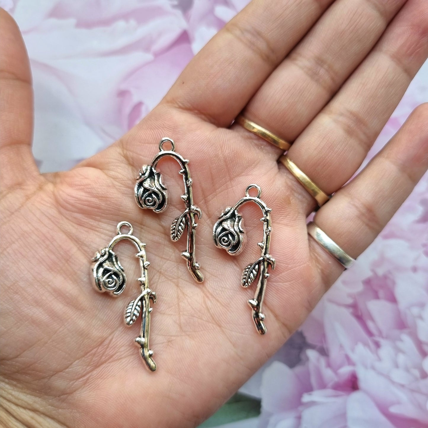 Metal Charms - Rose Stem