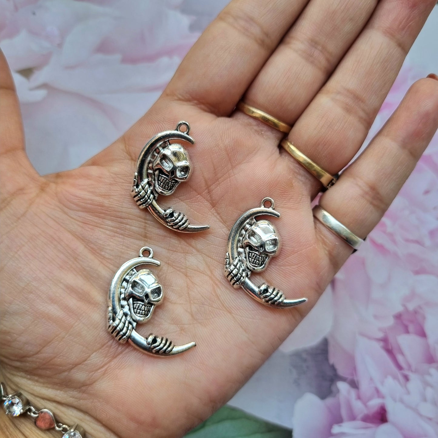 Metal Charms - Skull with Moon