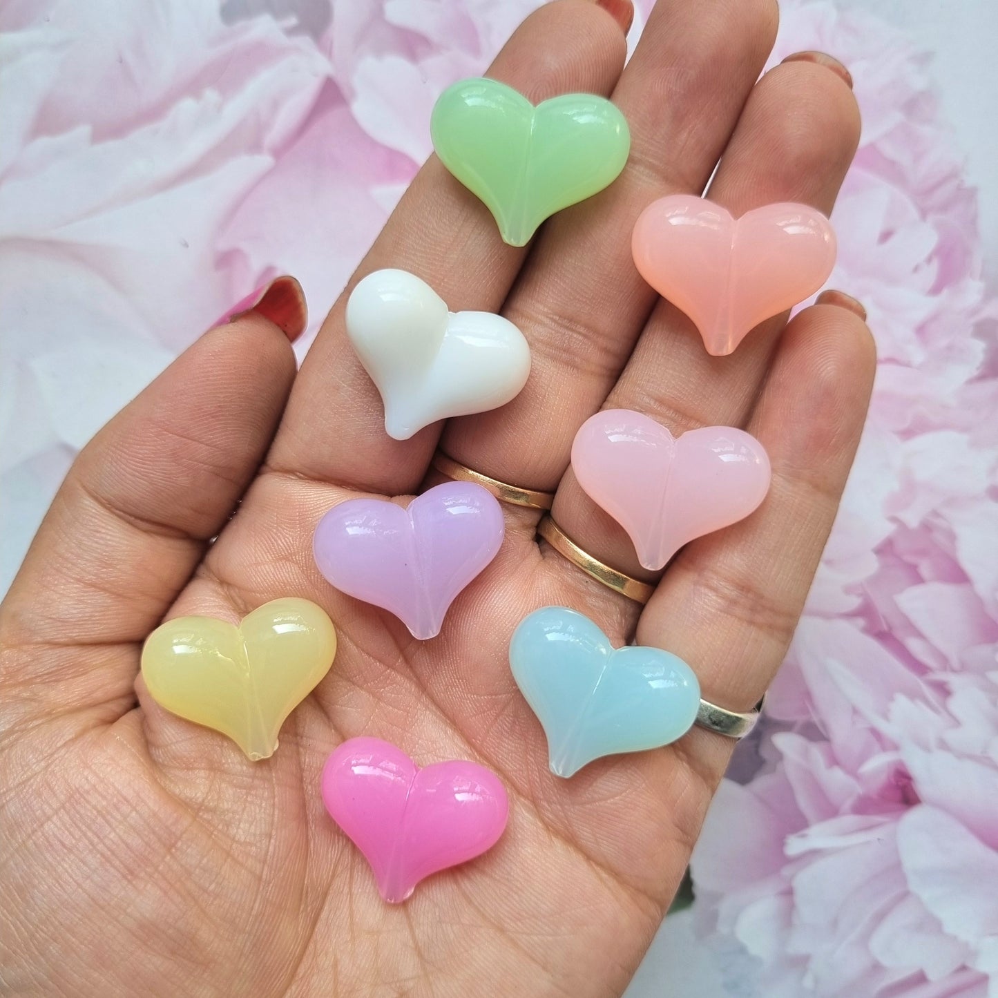 Acrylic Jelly Puffy Heart Beads