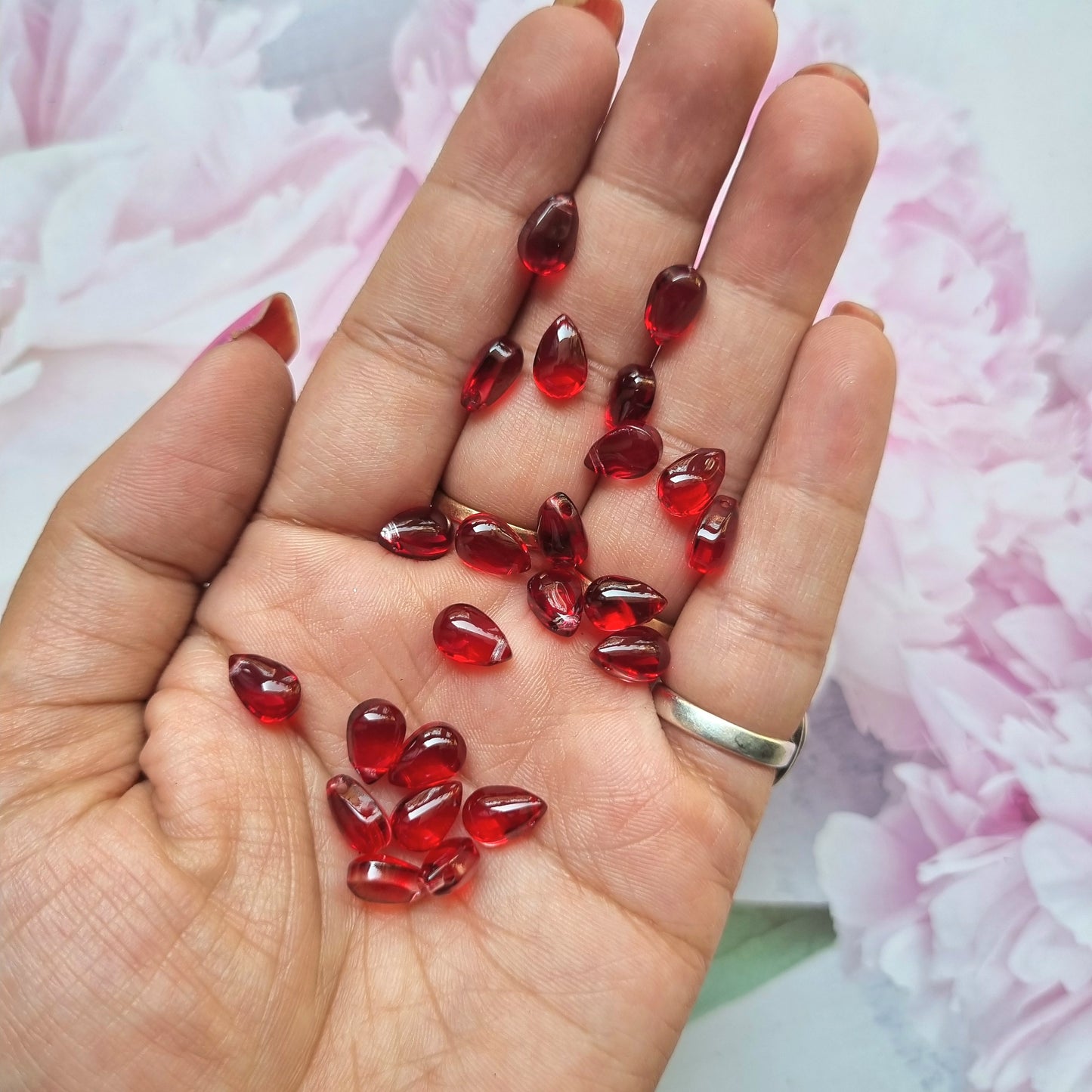 Glass Beads - Red Drop