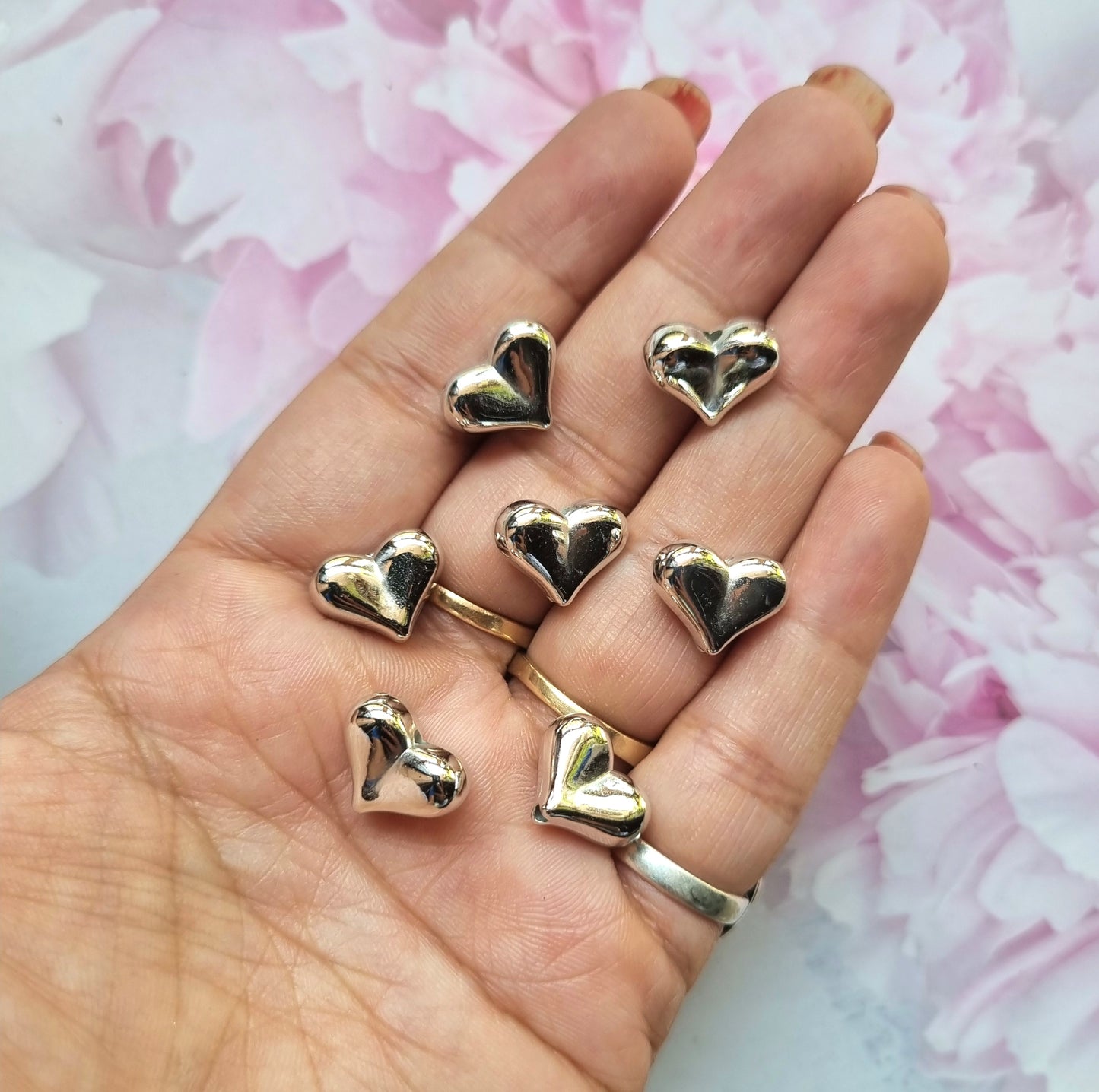 CCB Plastic Puffy Heart Beads, Silver