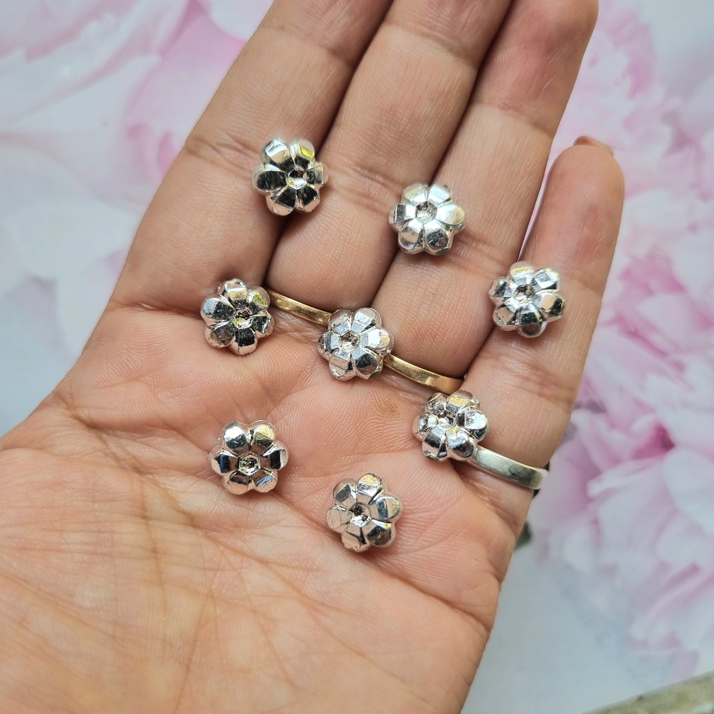 CCB Plastic Flower Beads, Silver