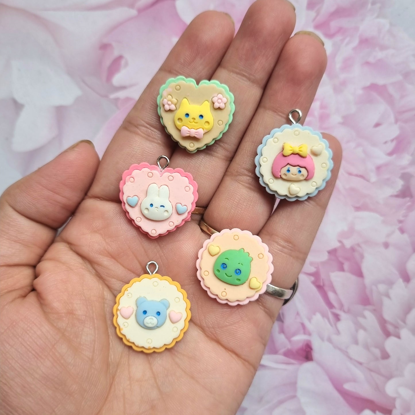 Resin Charms - Cartoon Flat and Heart