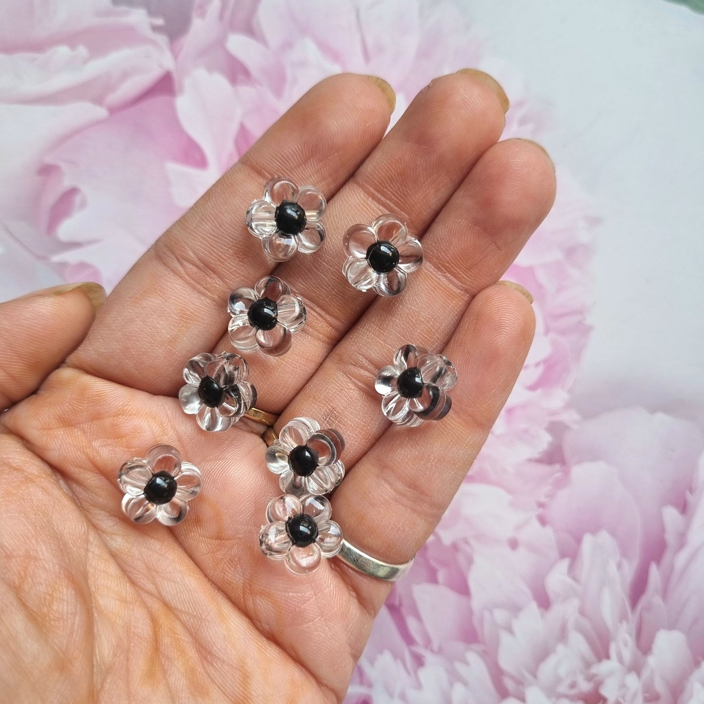 Transparent Flower Beads (Black)
