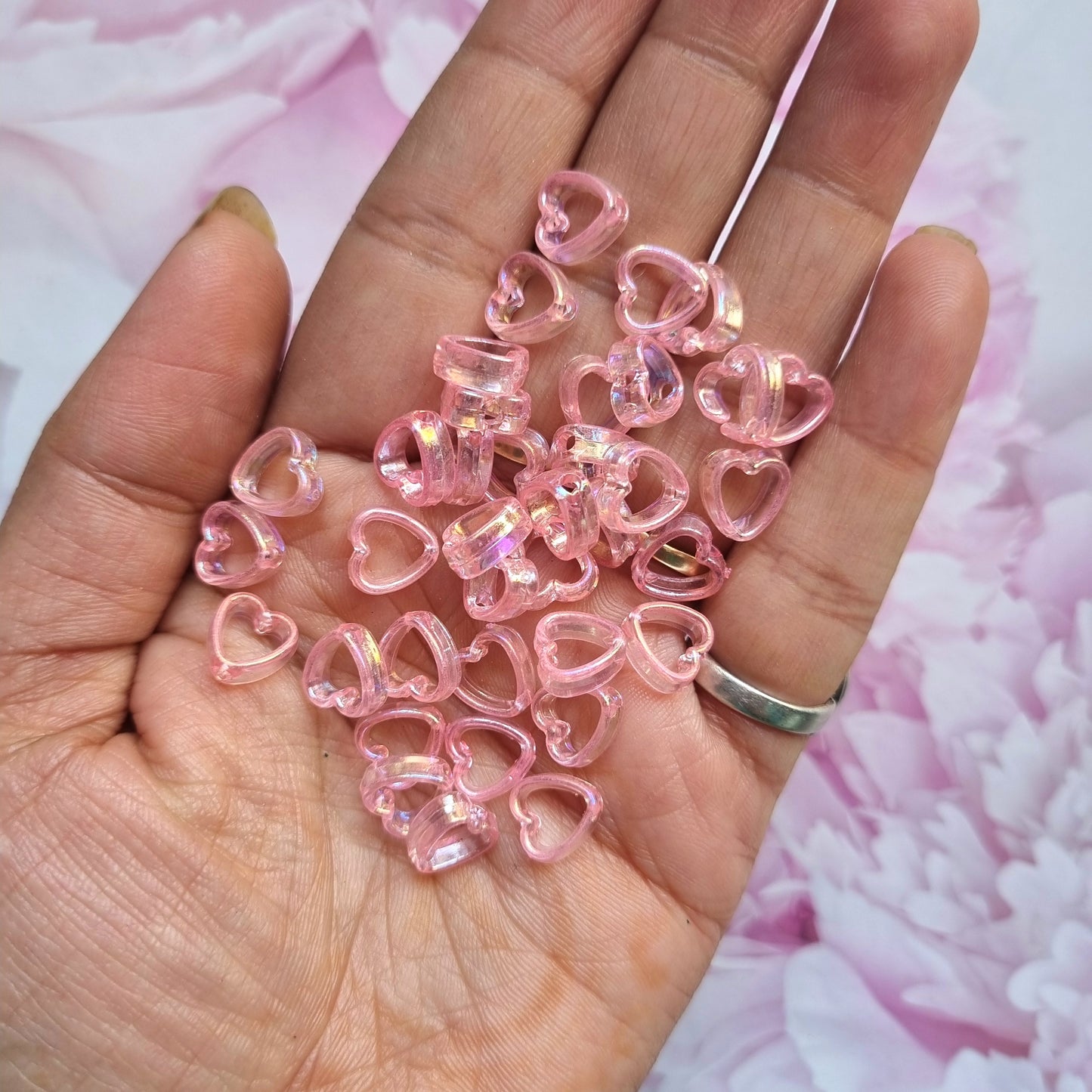 Acrylic Hollow Heart Beads