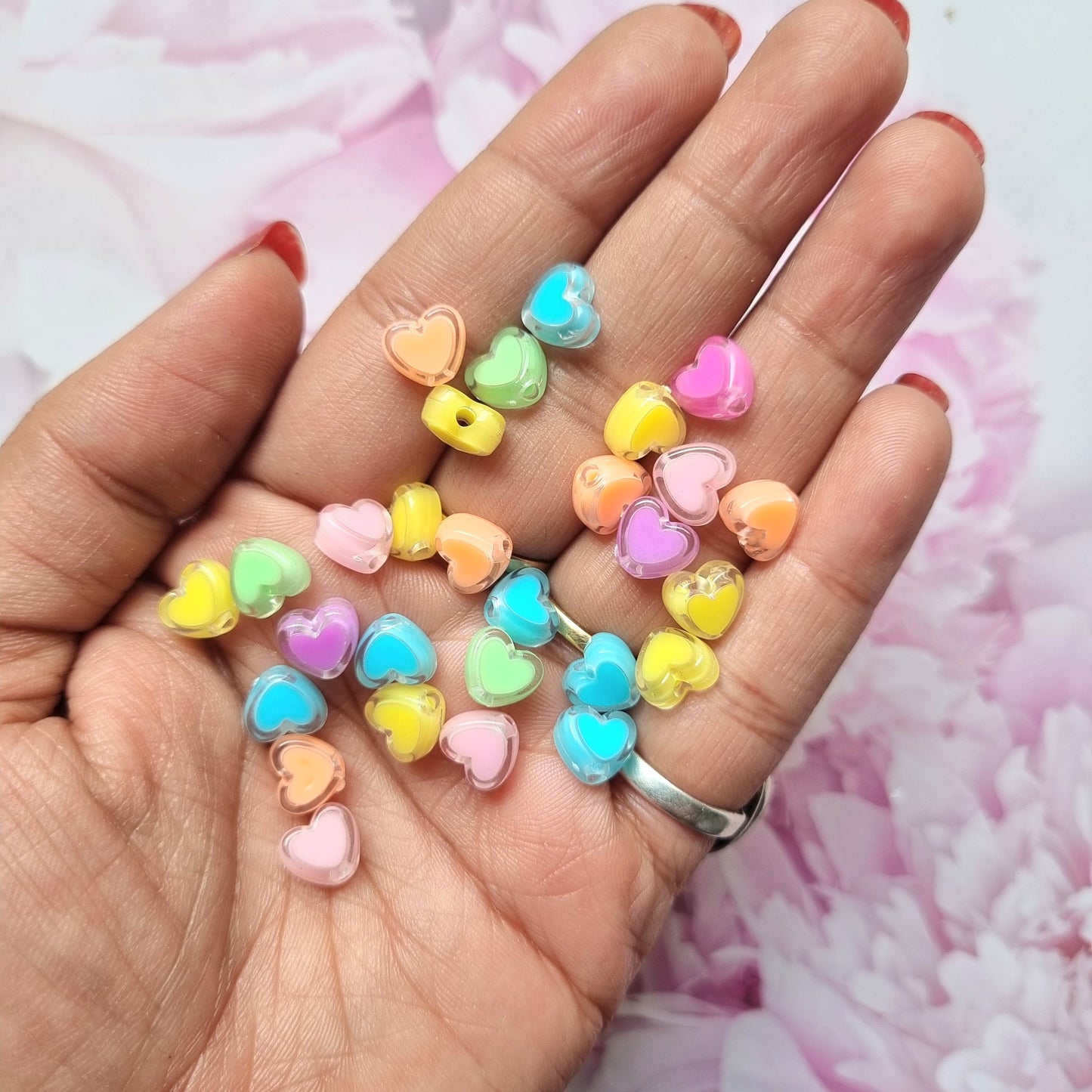 Acrylic Heart Beads