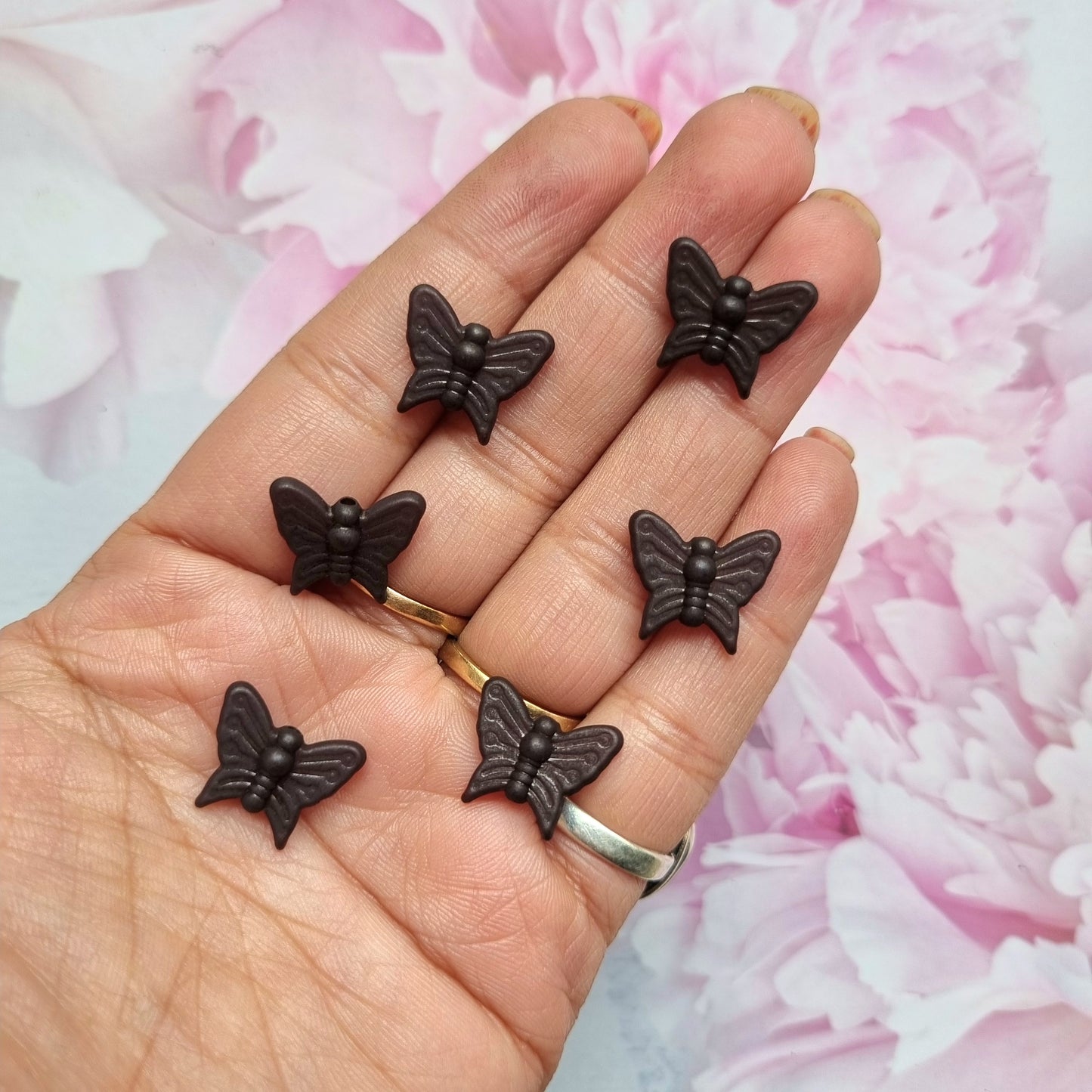 Acrylic Frosted Black Butterfly Beads