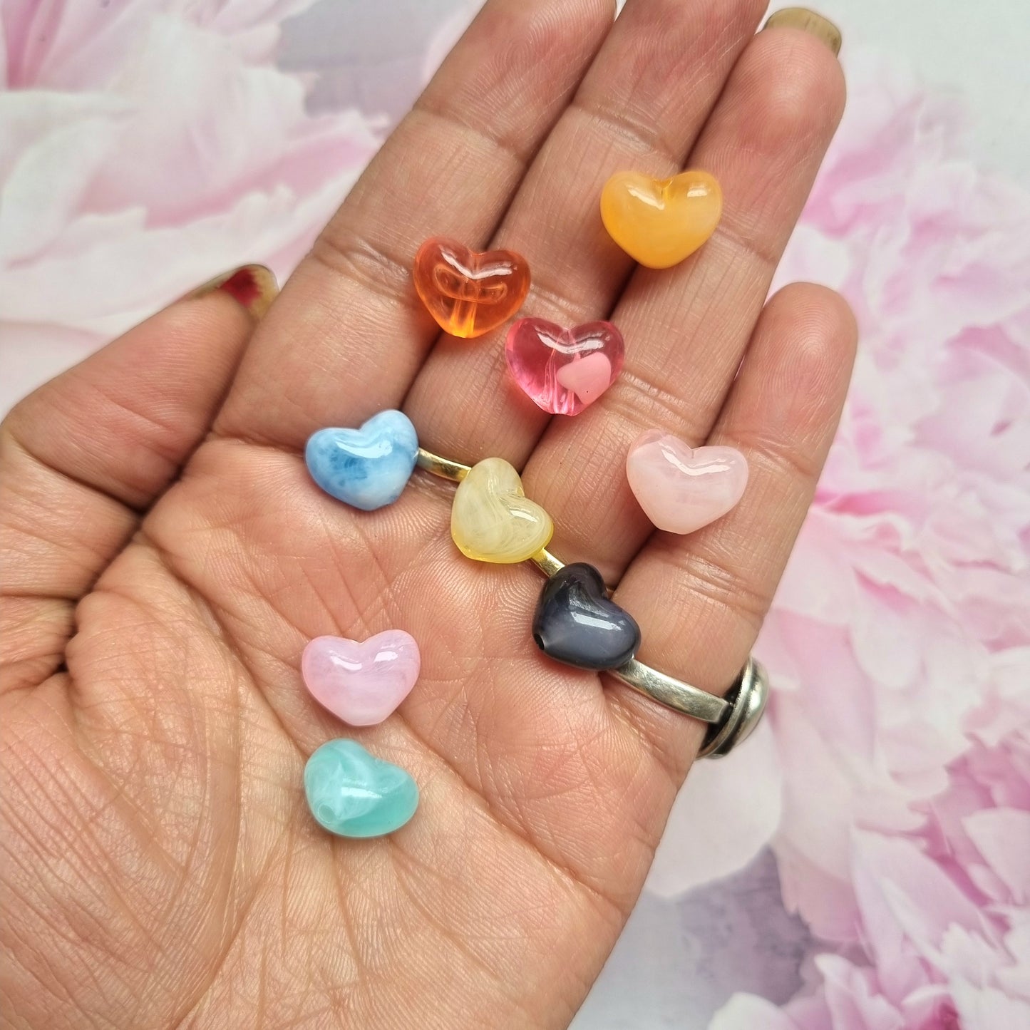Acrylic Marble Heart Beads